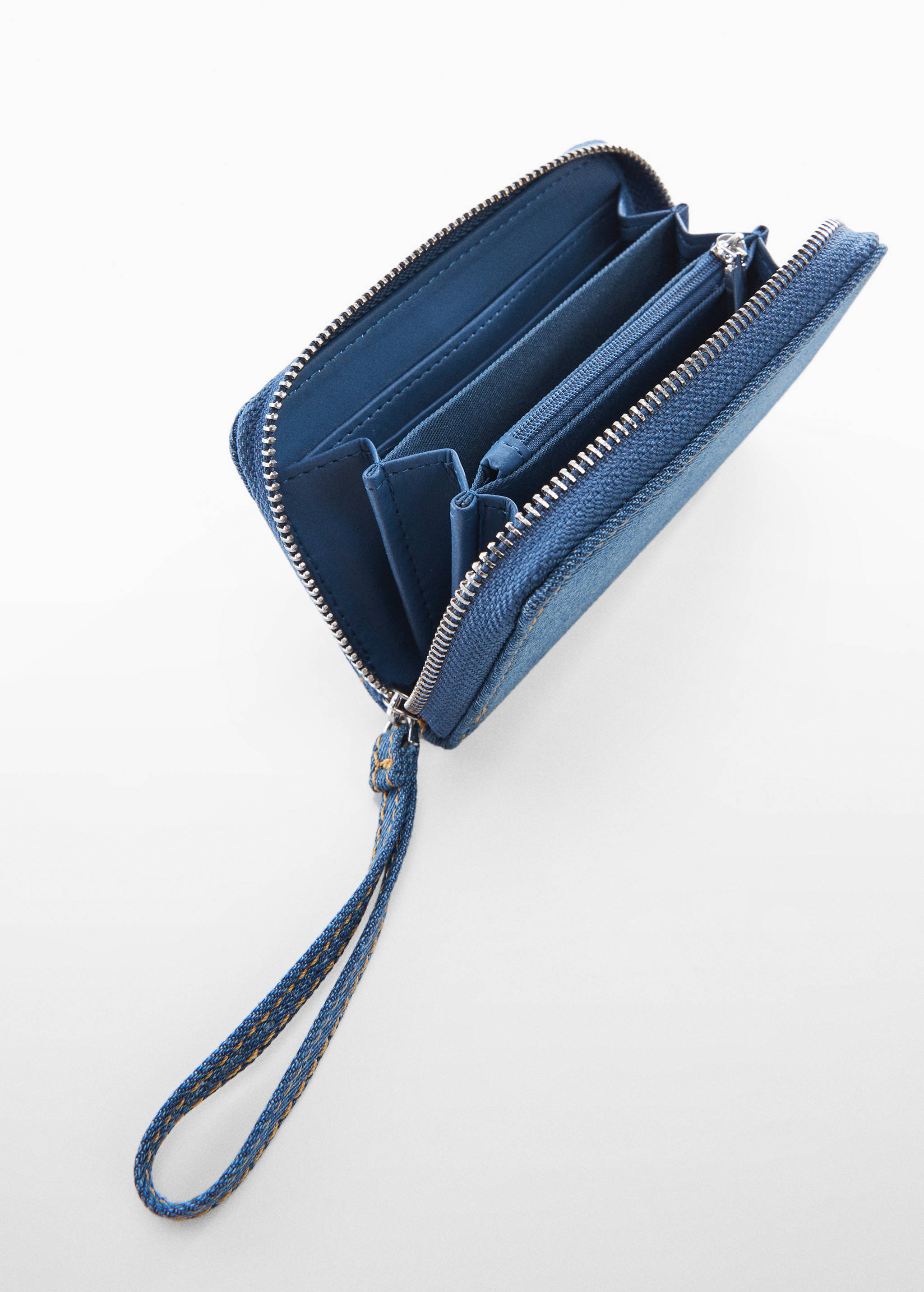 Denim portemonnee met rits - Middenvlak