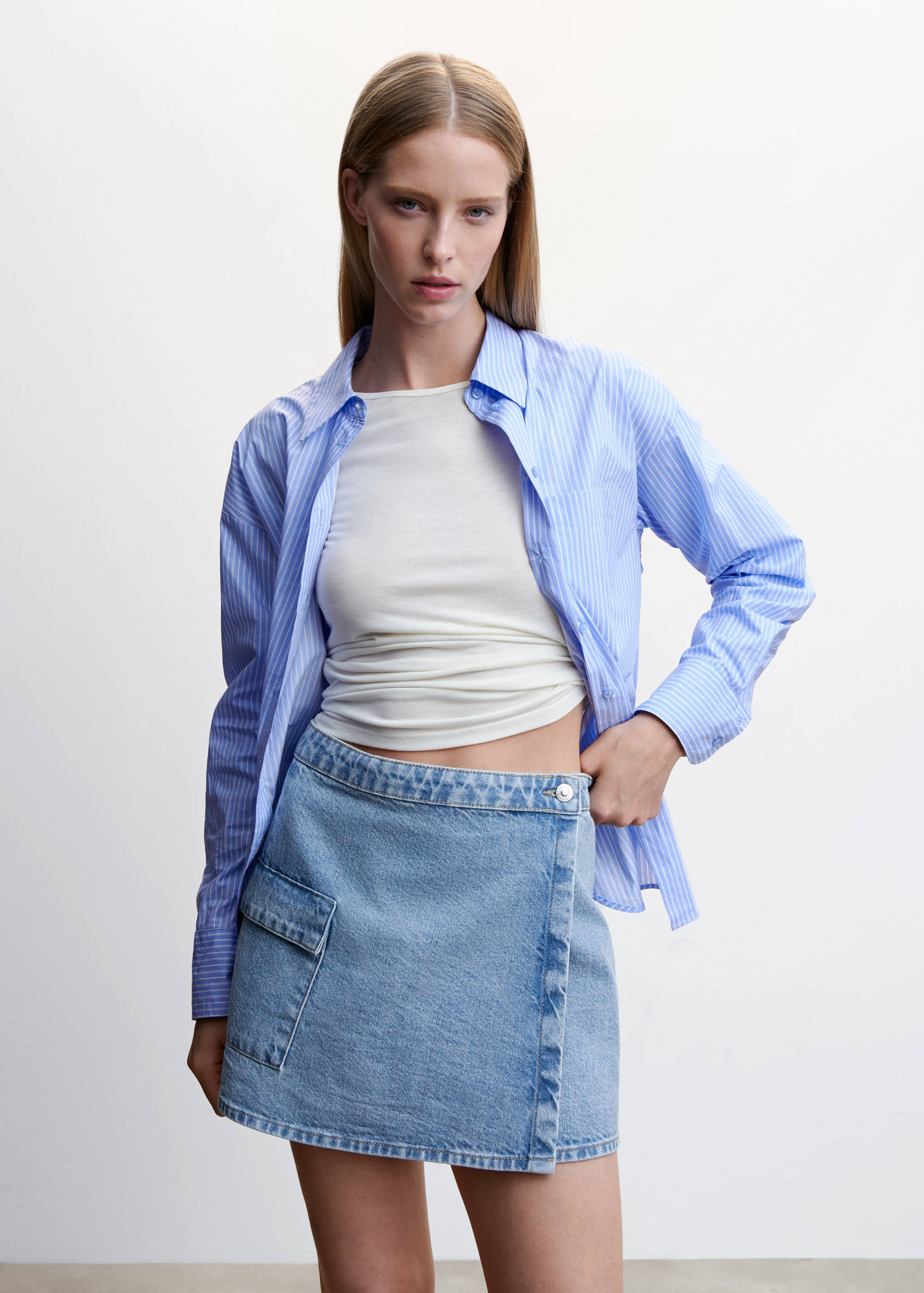 Crossed denim mini-skirt - Medium plane