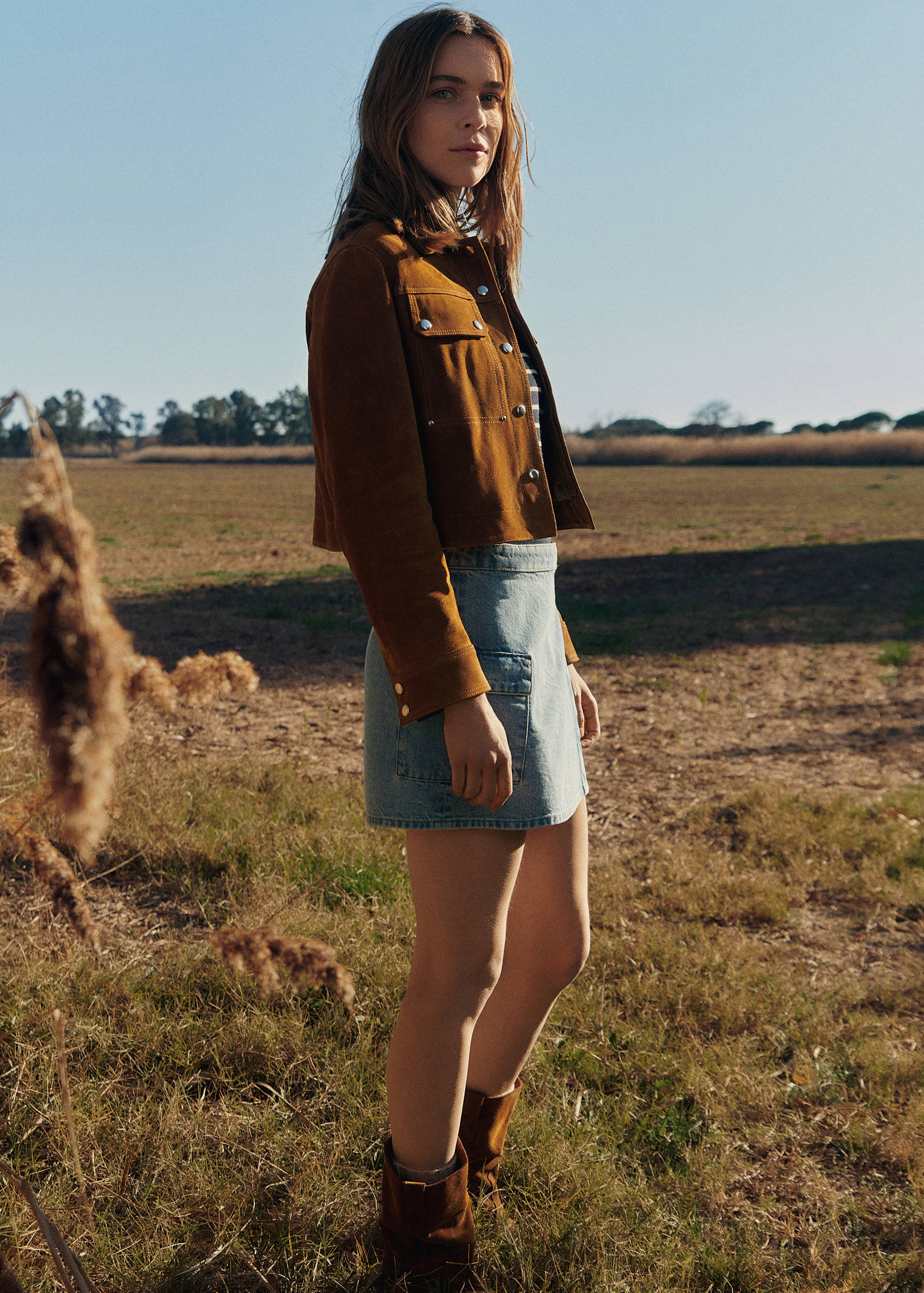 Crossed denim mini-skirt - Details of the article 7