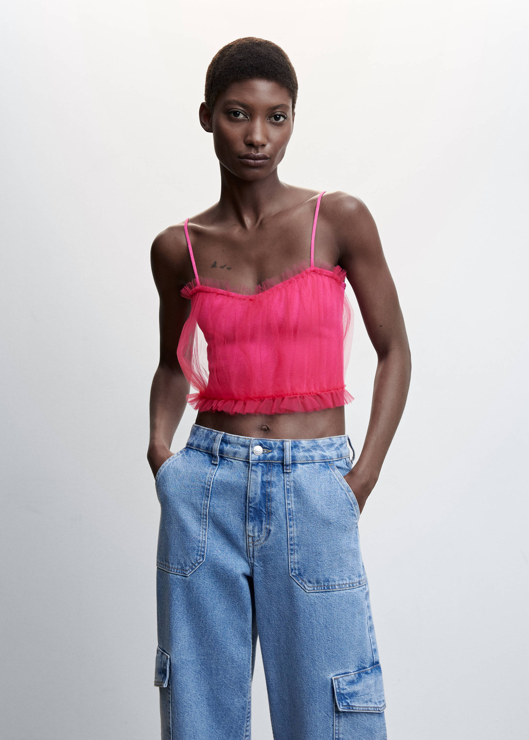 Top gasa escote corazón - Plano medio