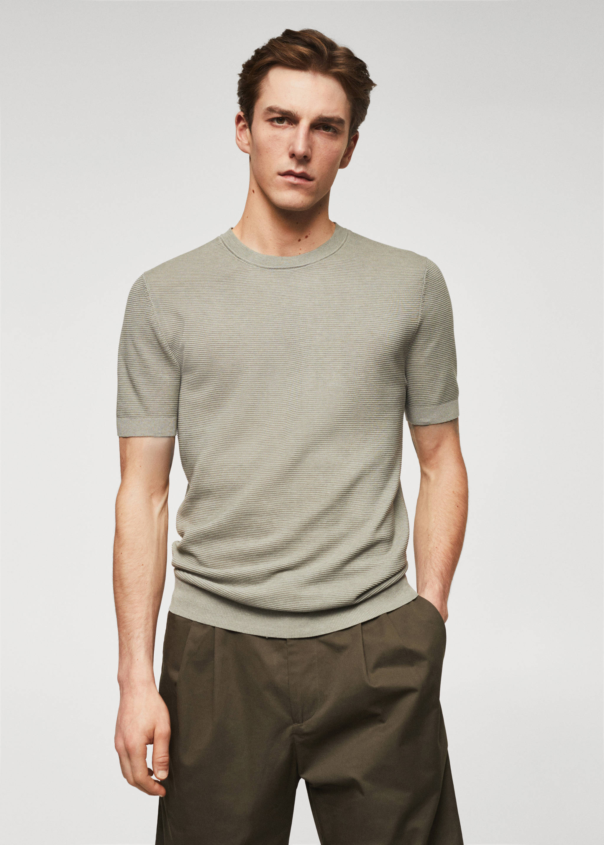 T-shirt maille coton structuré - Plan moyen