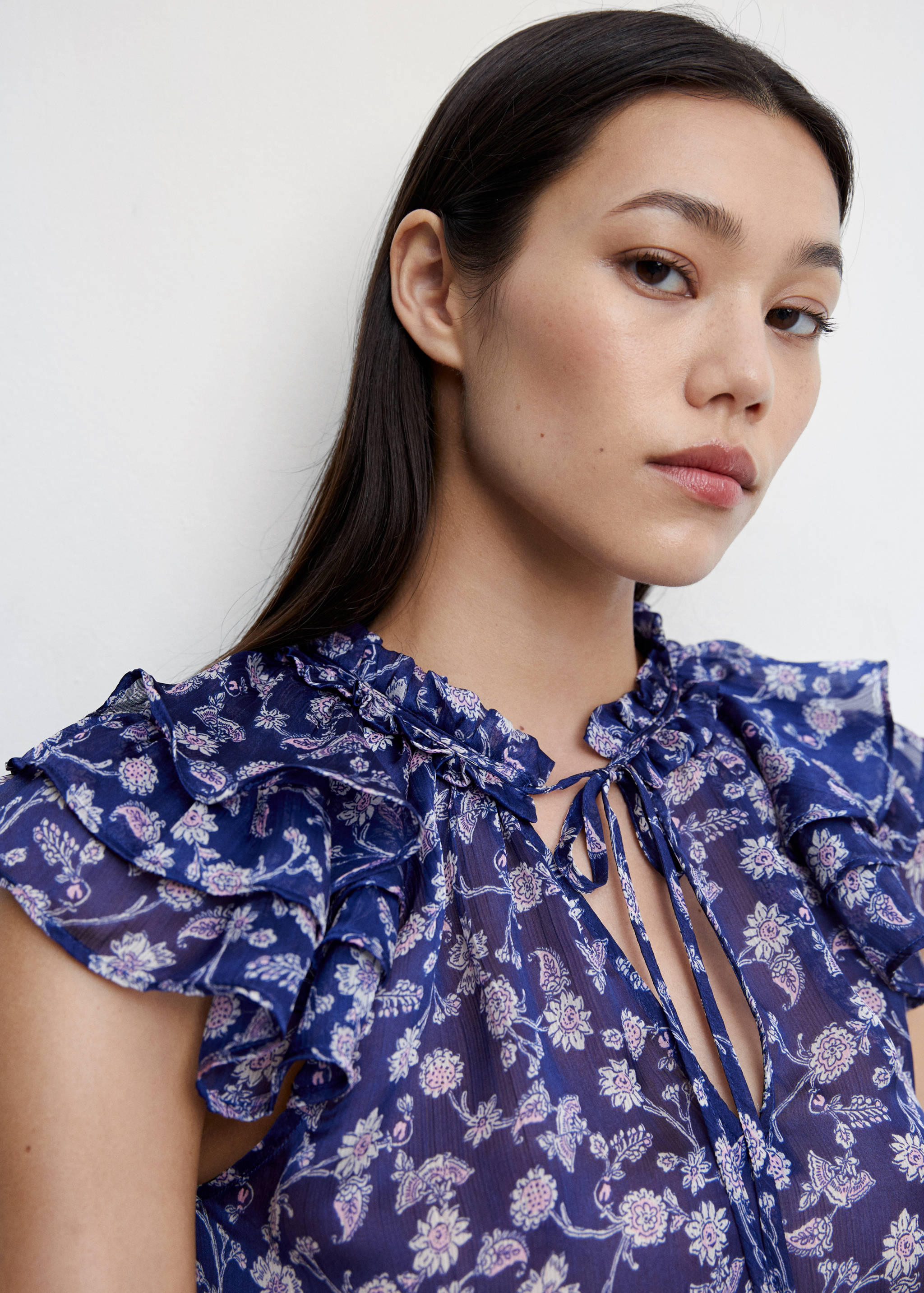 Blouse fleurie volants - Détail de l'article 1