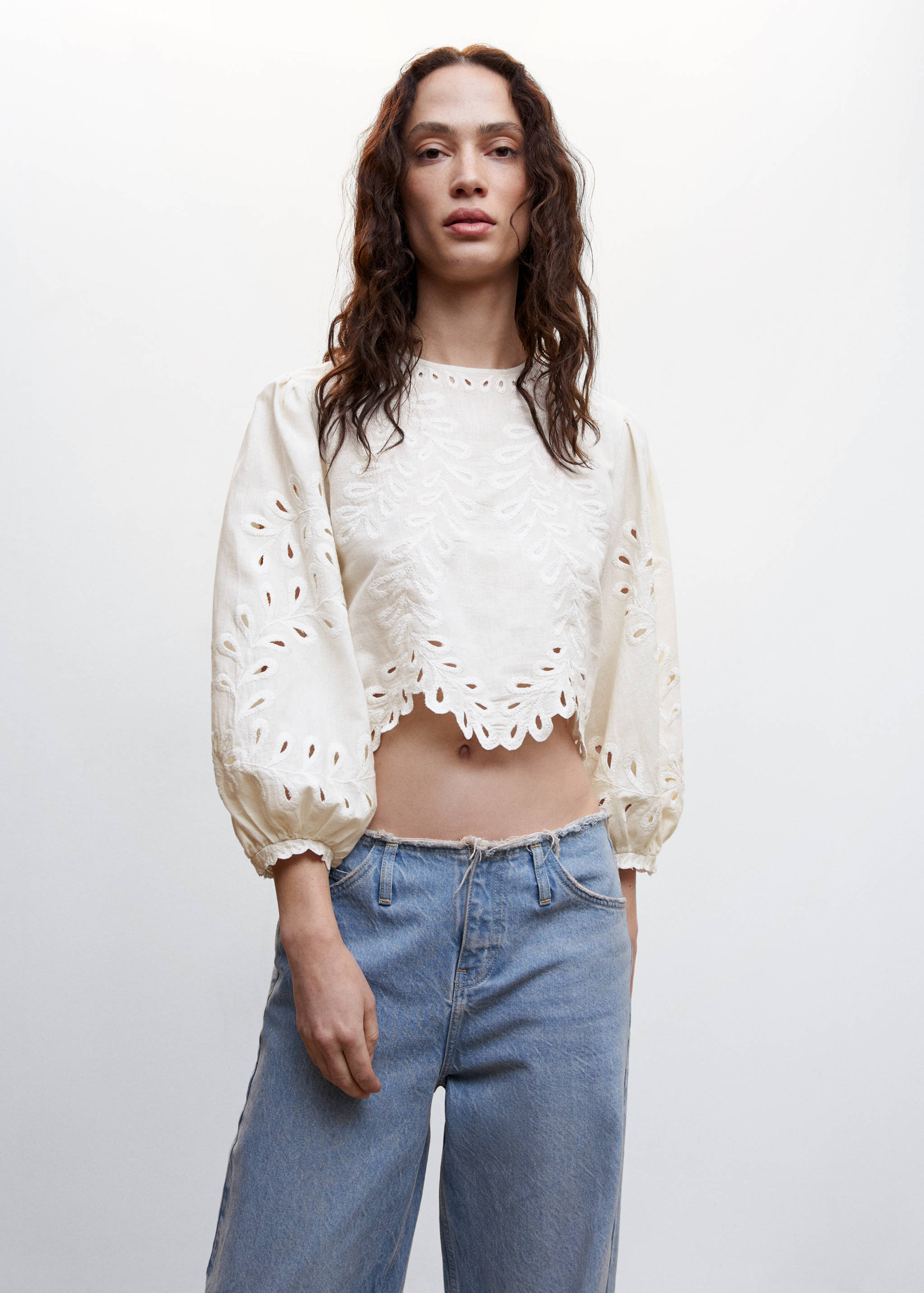 Openwork embroidered blouse - Medium plane