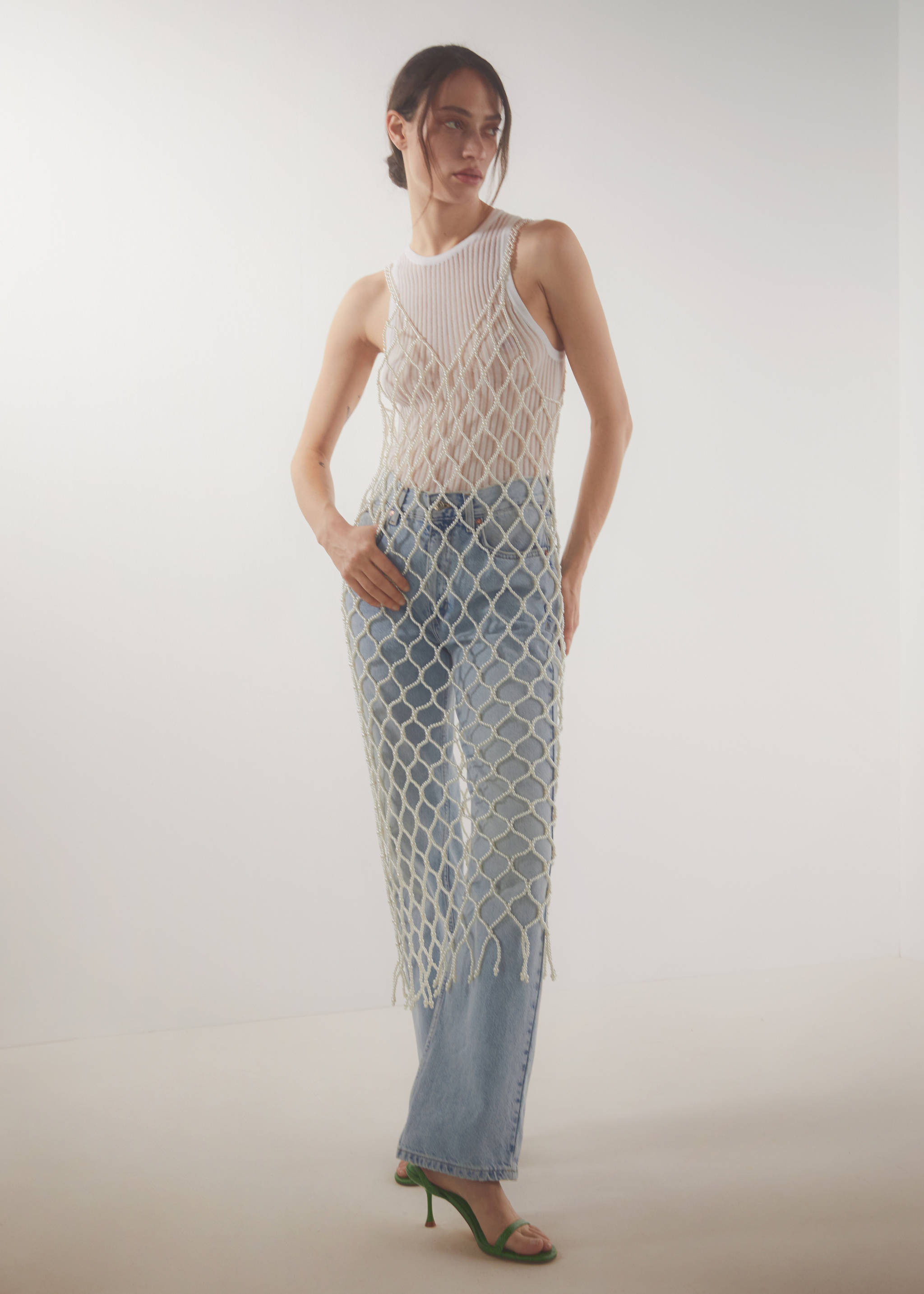 Heel croc-effect sandals - General plane