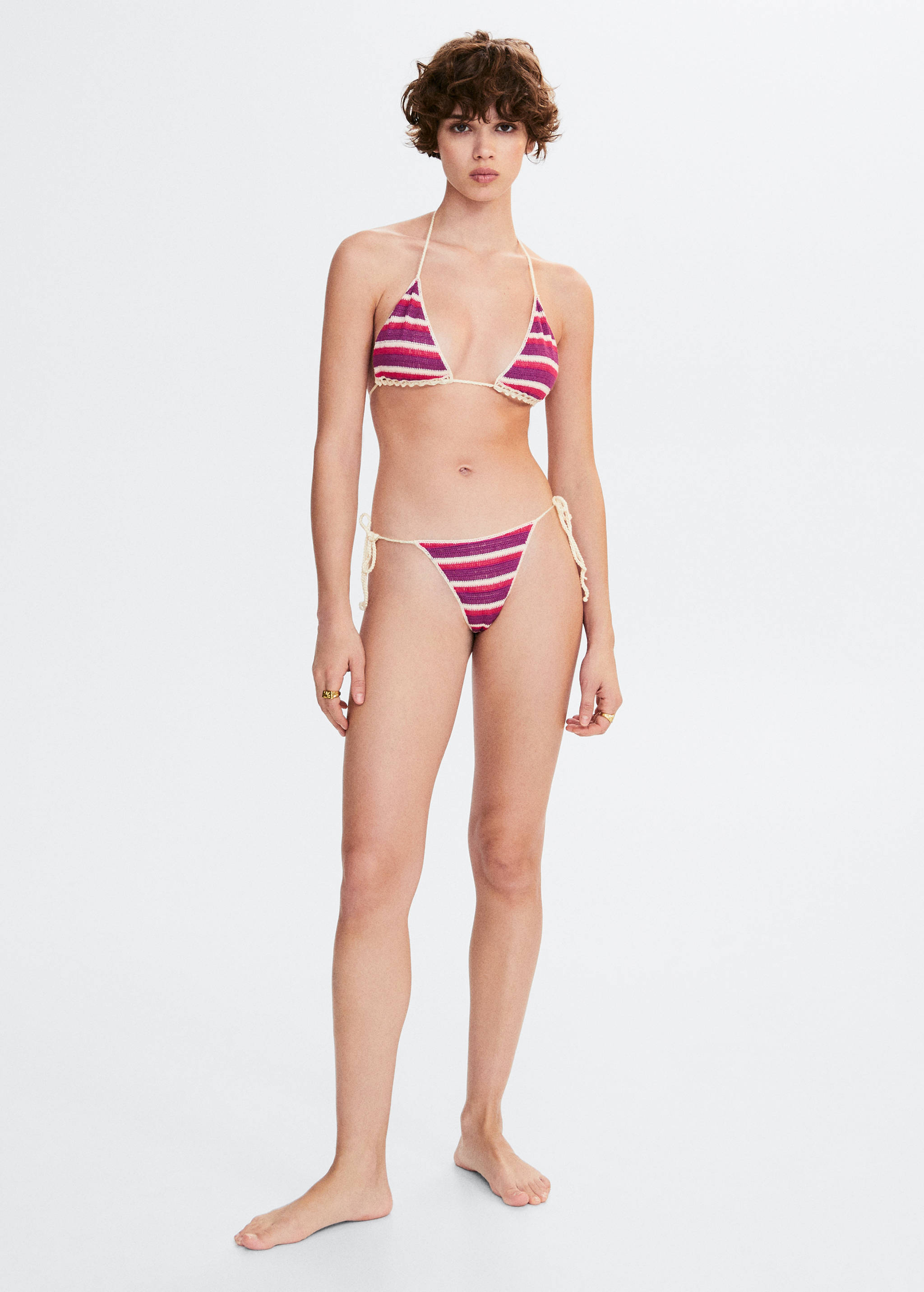 经典钩针编织比基尼泳裤 - null