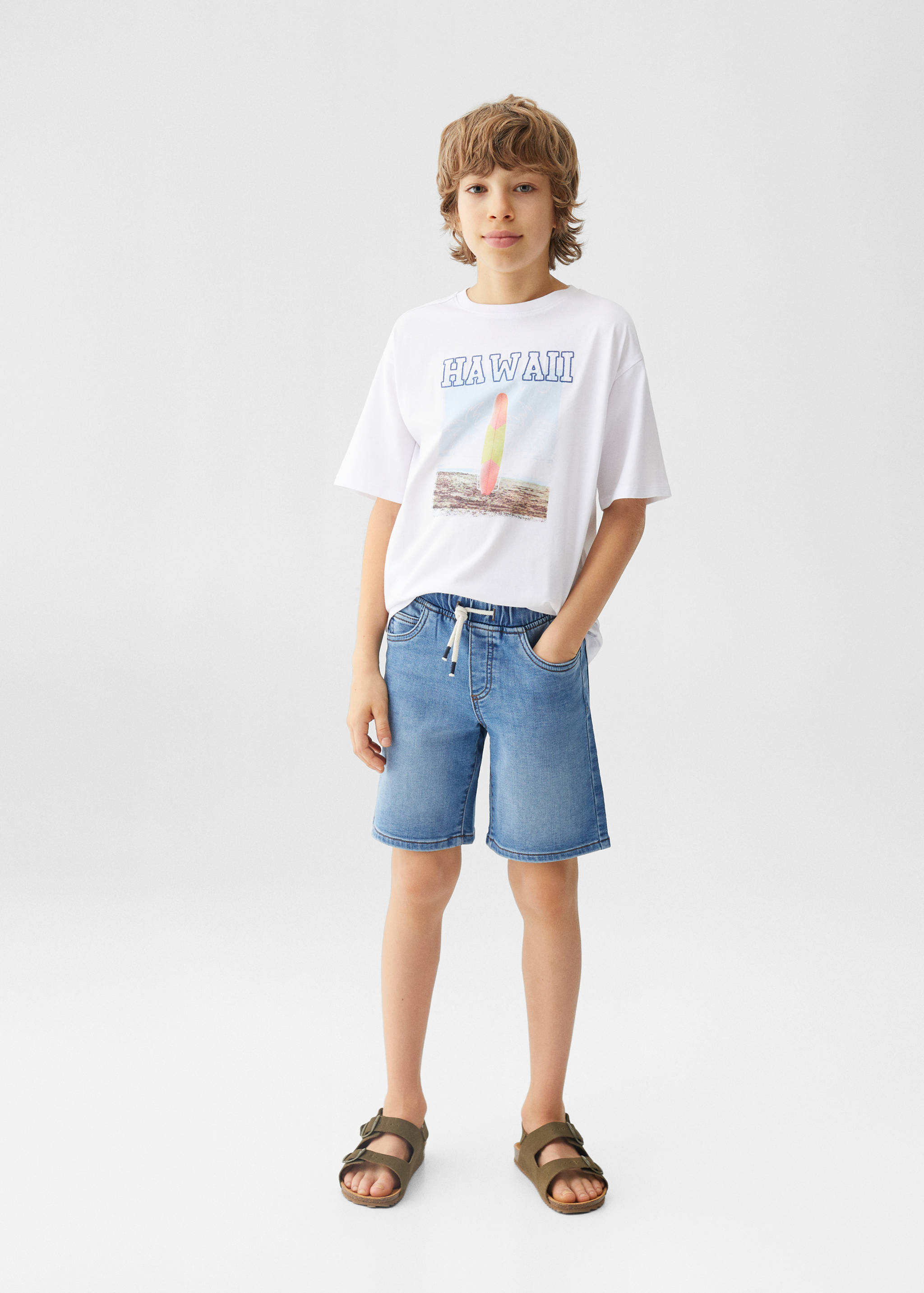 Comfy-fit denim Bermuda shorts - General plane