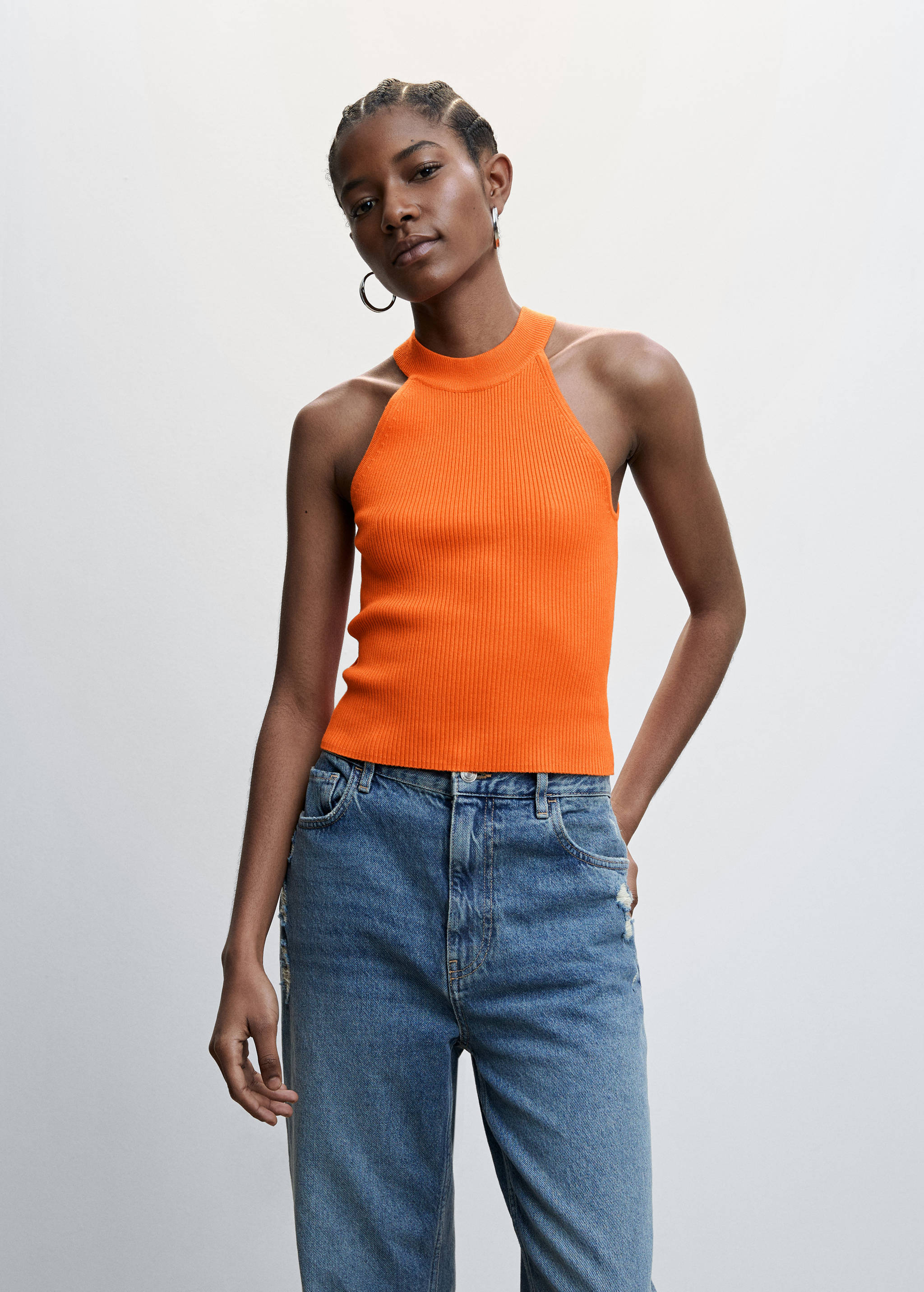 Halter-neck knitted top - Medium plane