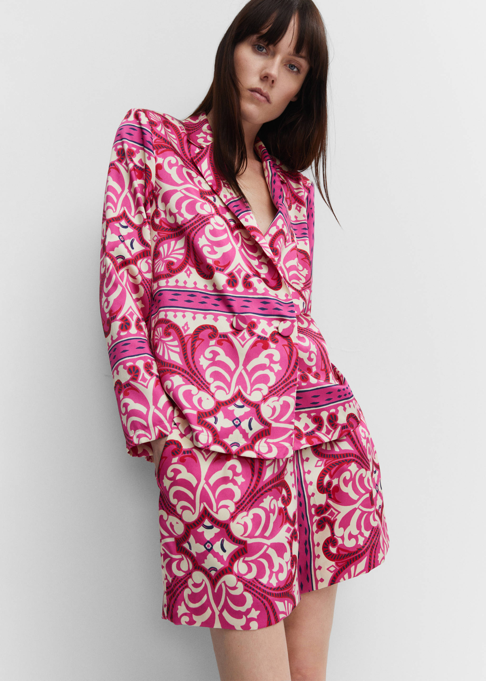 Printed satin shorts - Details of the article 1