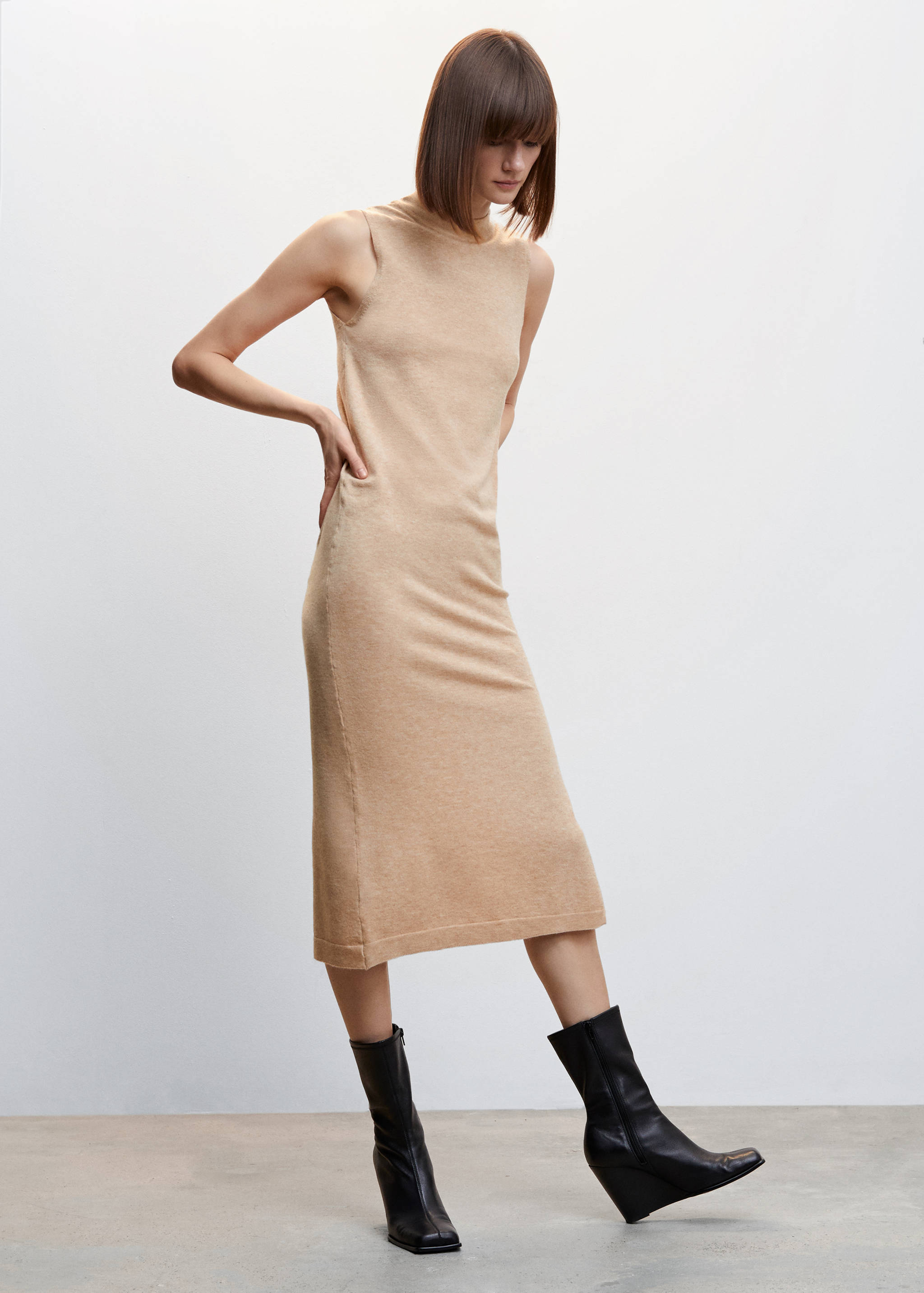 Side slit knit dress - General plane