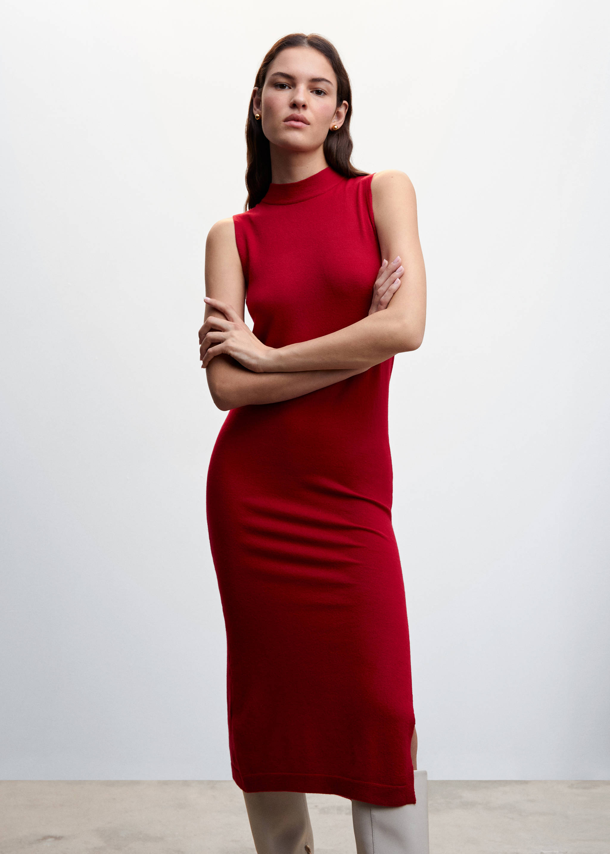 Side slit knit dress - Medium plane