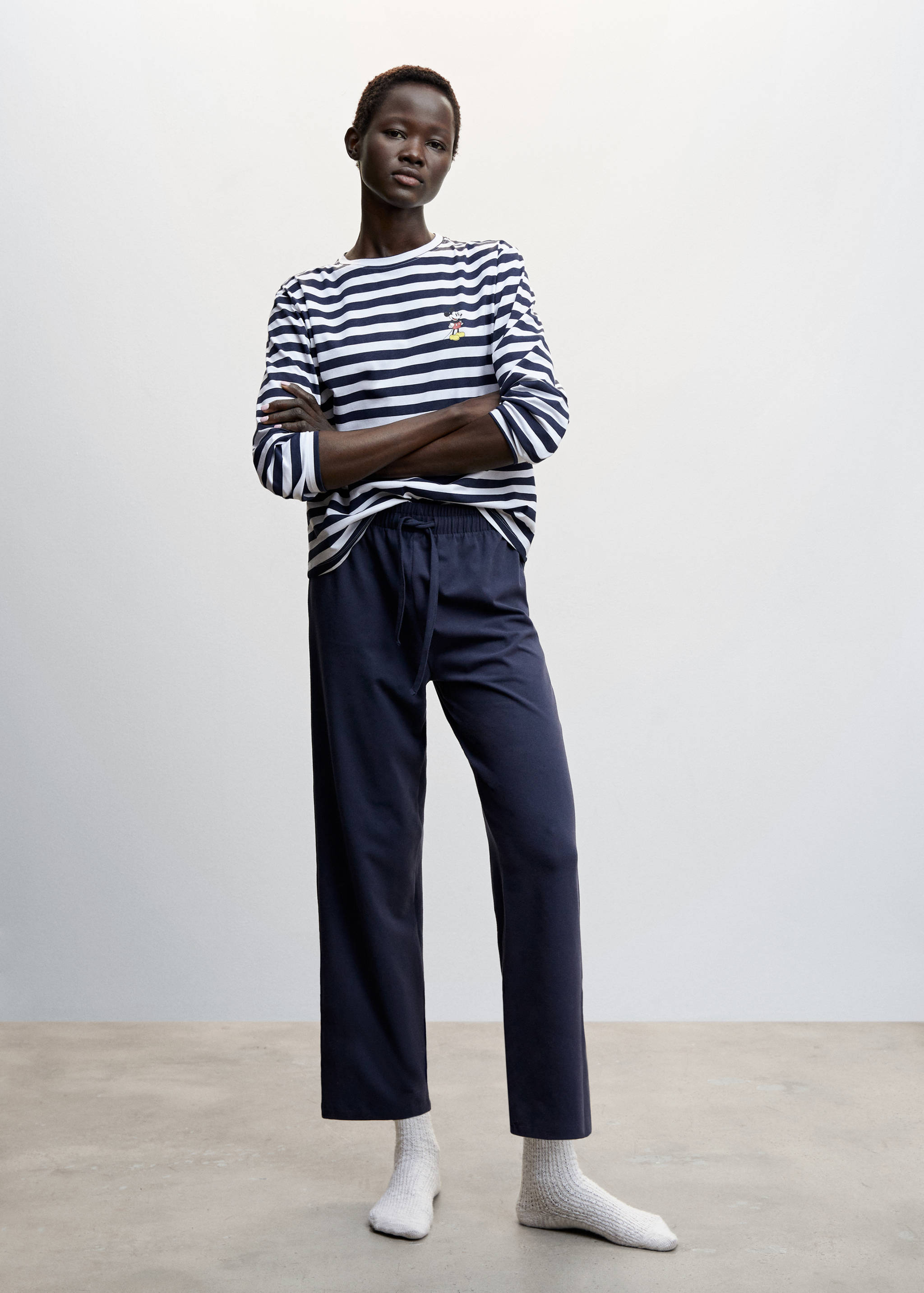 Cotton-linen knitted trousers  - General plane