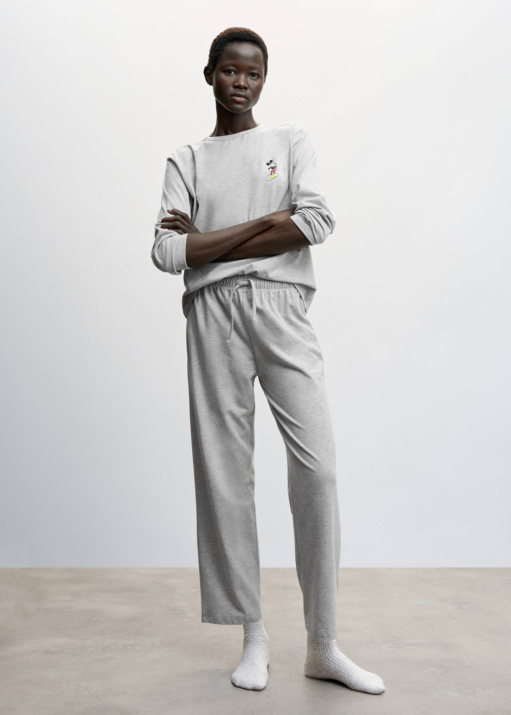 Cotton-linen knitted trousers  - General plane