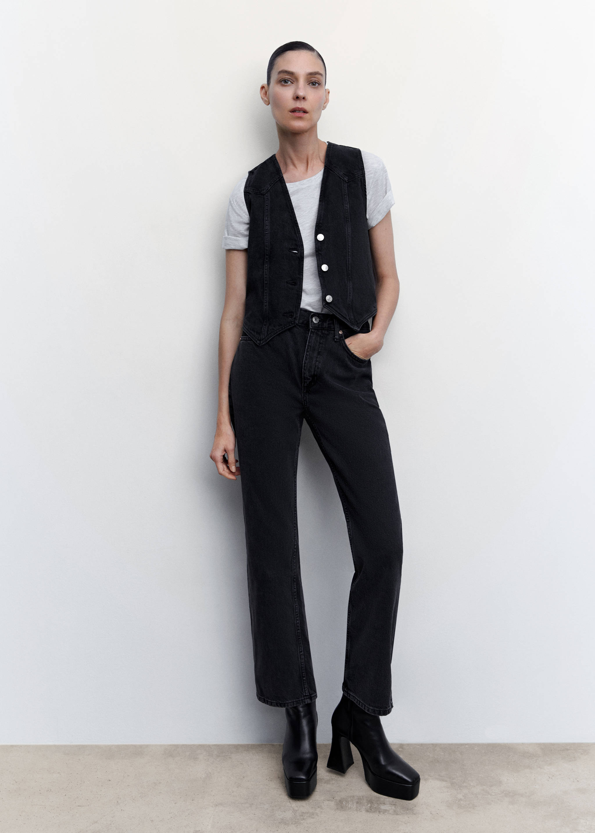 Жилет из денима с декоративными строчками - Деталь изделия 4