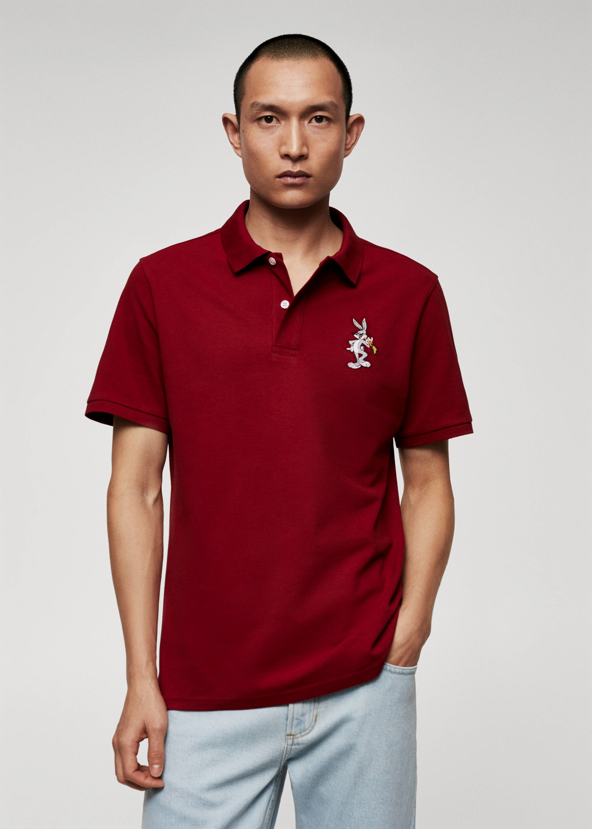 Хлопковое поло с вышивкой - Средний план