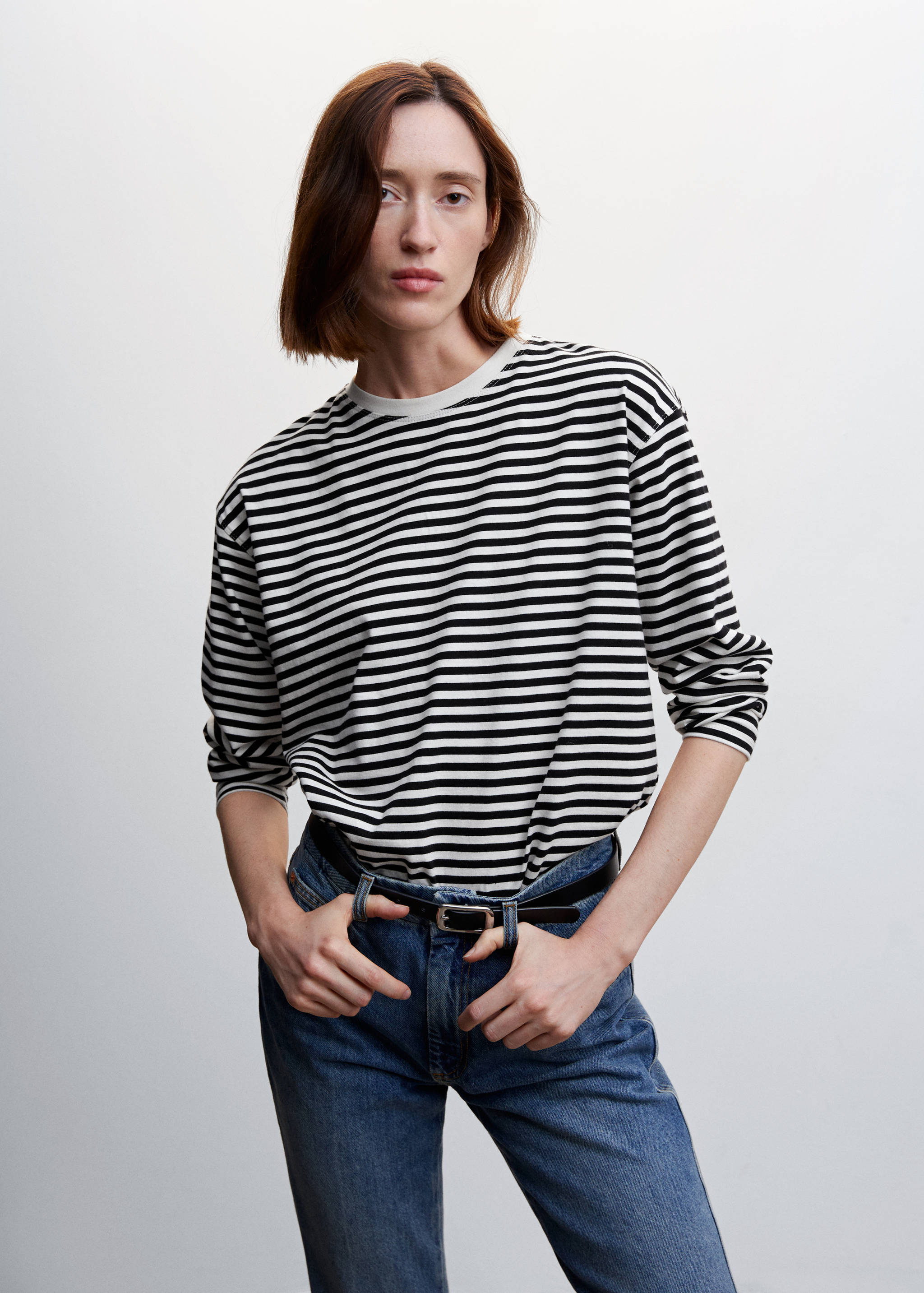 Striped cotton T-shirt - Medium plane