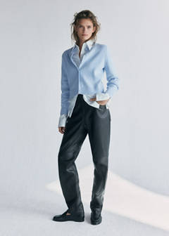 Round-neck wool cardigan — Sky Blue 2