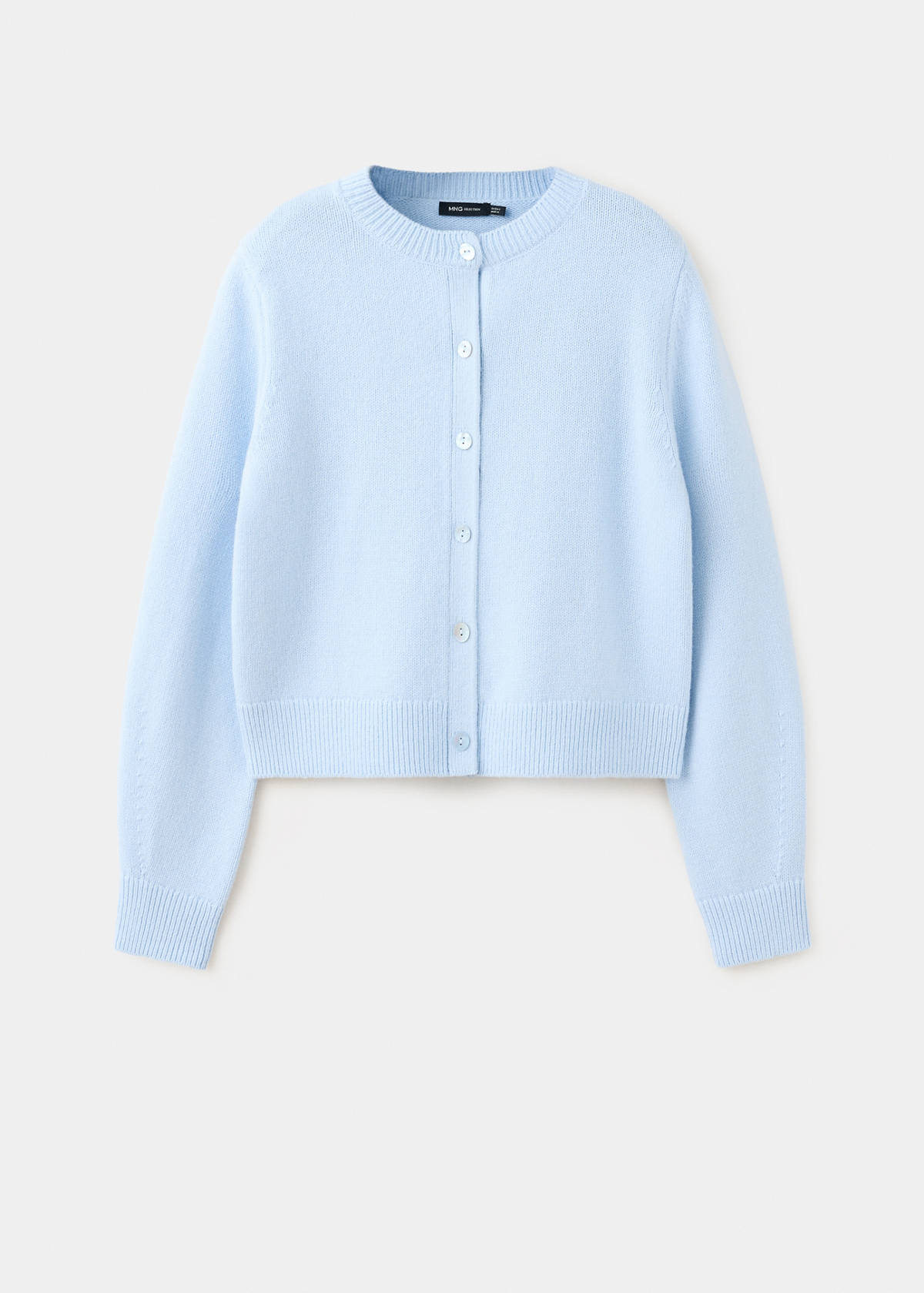 Round-neck wool cardigan — Sky Blue