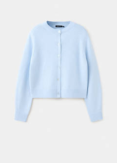 Round-neck wool cardigan — Sky Blue 6