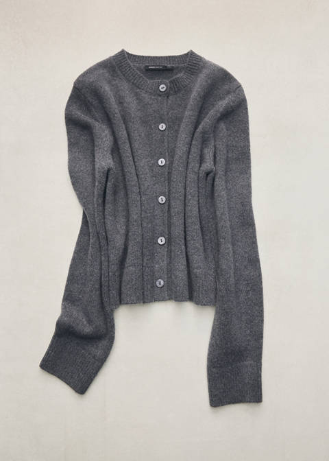 Cardigan lana collo stondato · grigio scuro vigoré