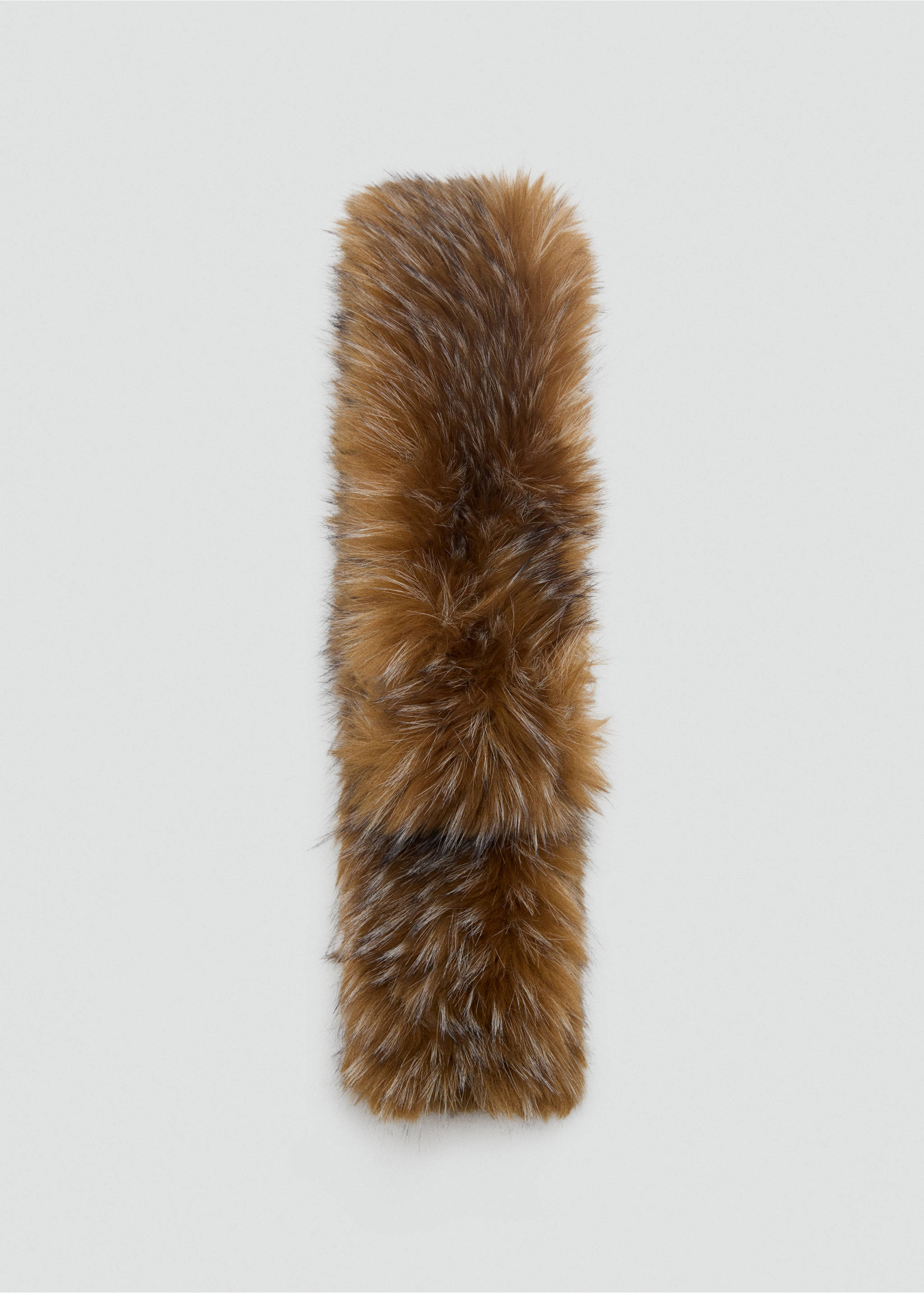 Brown faux-fur scarf in a plush, textured design., Chocolate. Ref: 47061375-00.