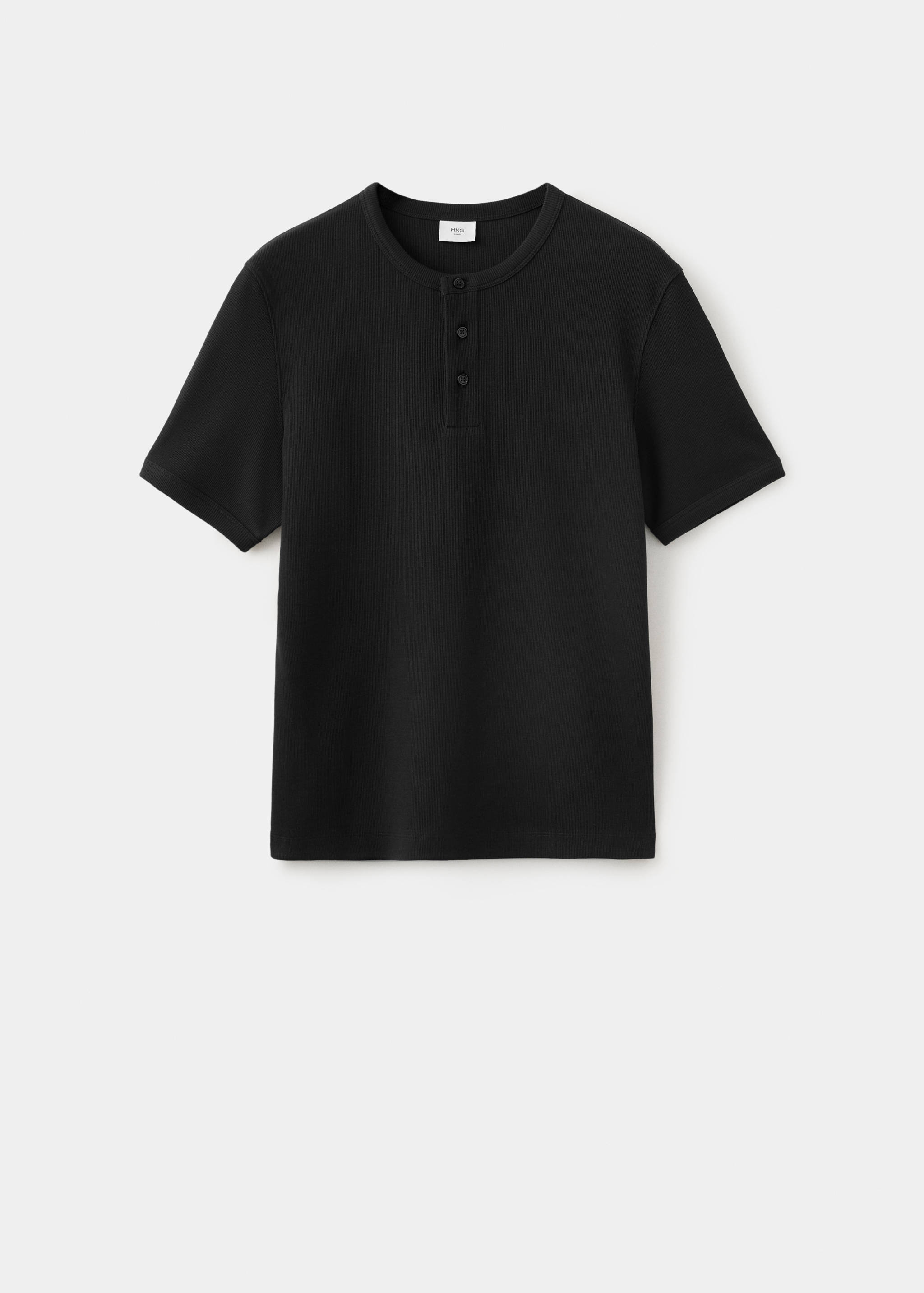 T-Shirt aus Baumwoll-Rippstrick mit Henleykragen - Artikel ohne Model
