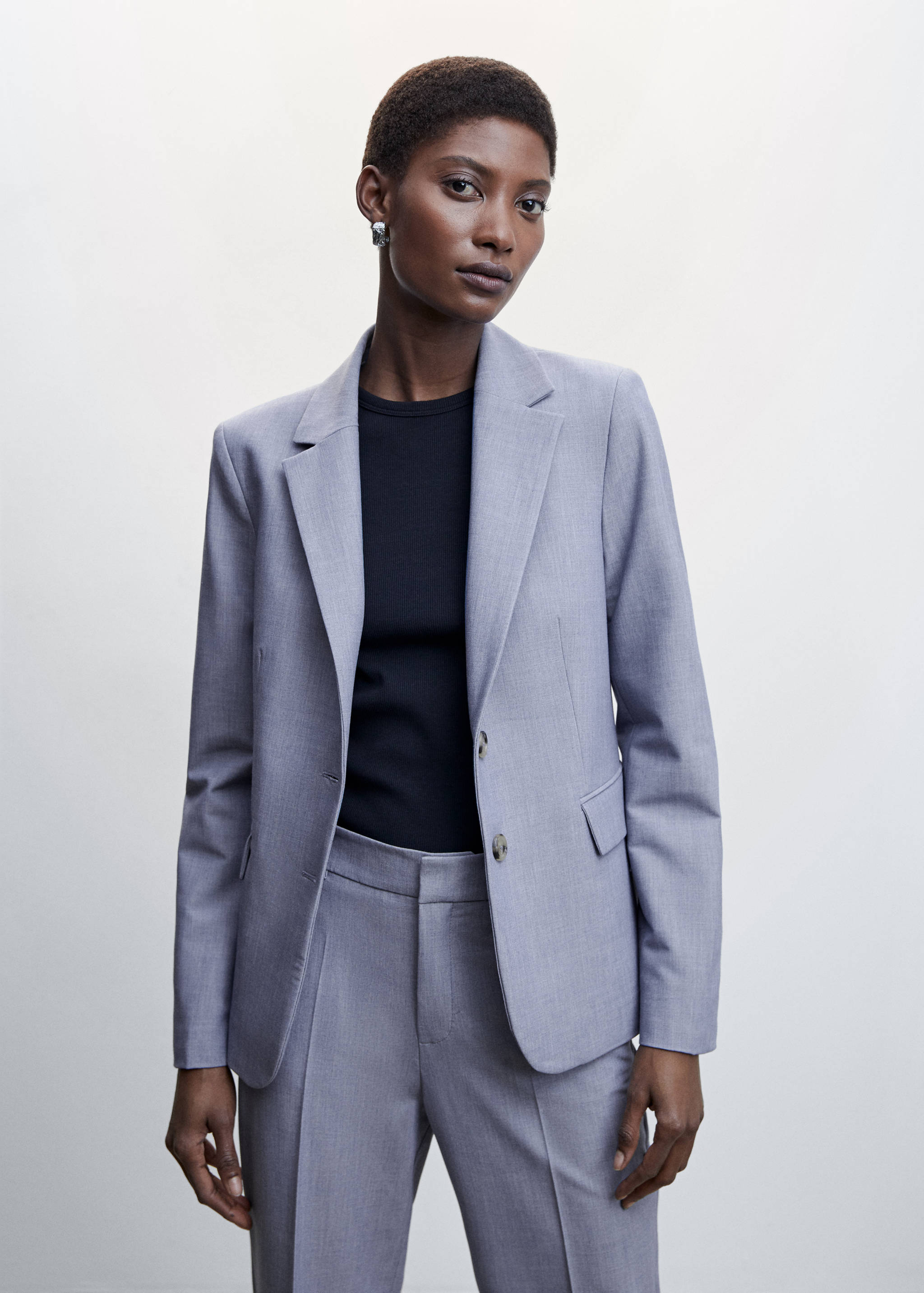 尖翻领西装外套 - null