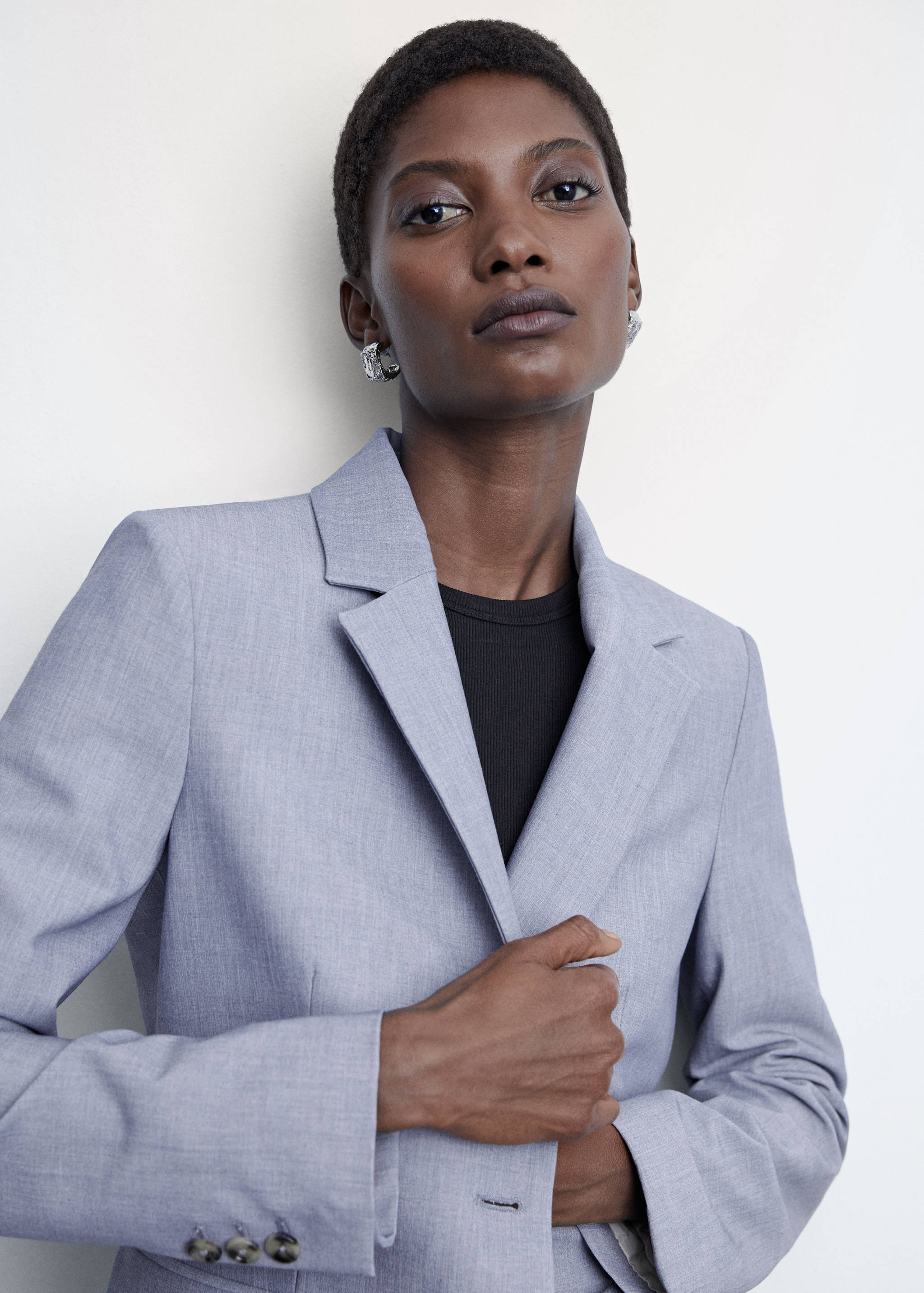 尖翻领西装外套 - null