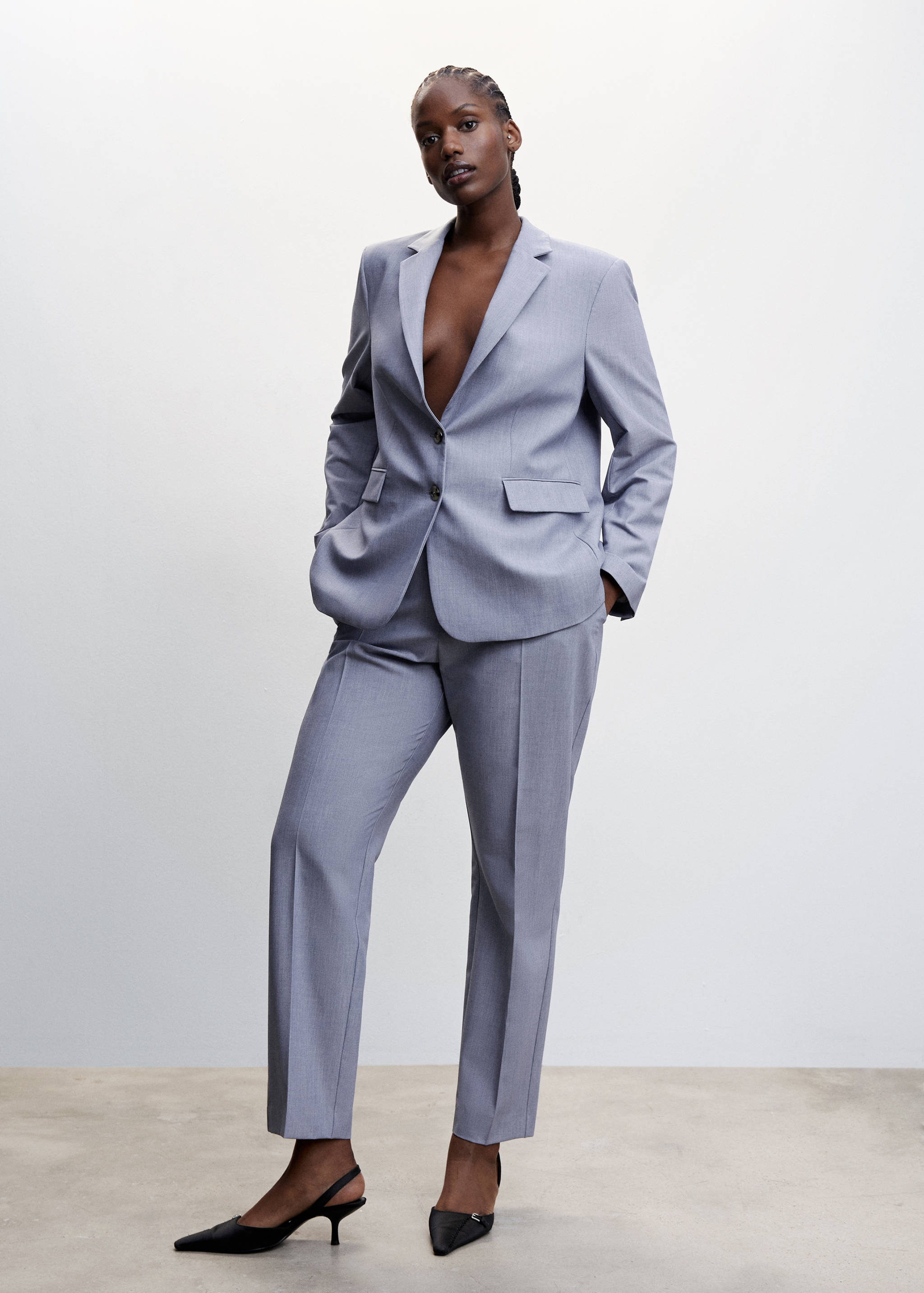 尖翻领西装外套 - null