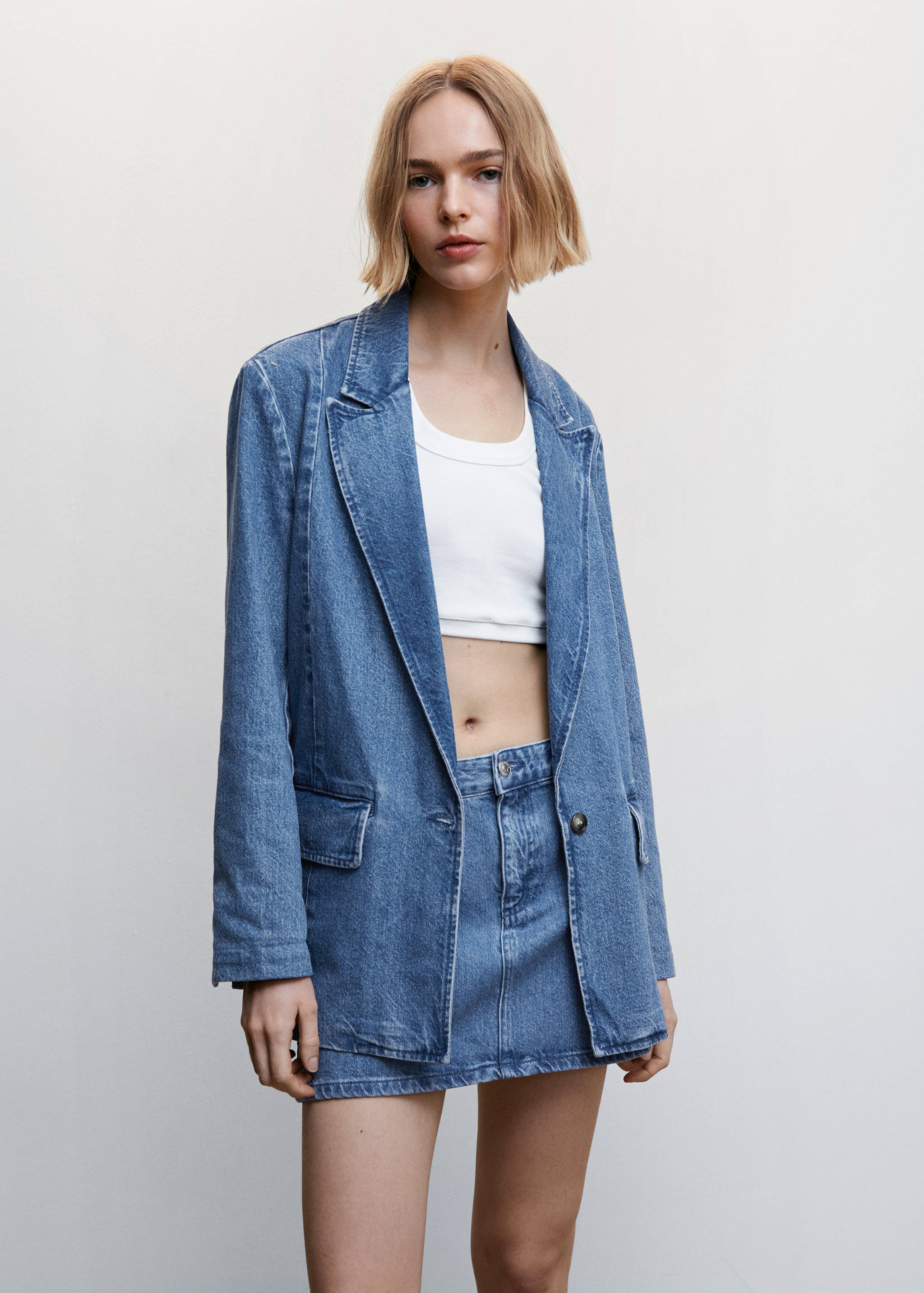 Denim jacket with pockets - Medium plane