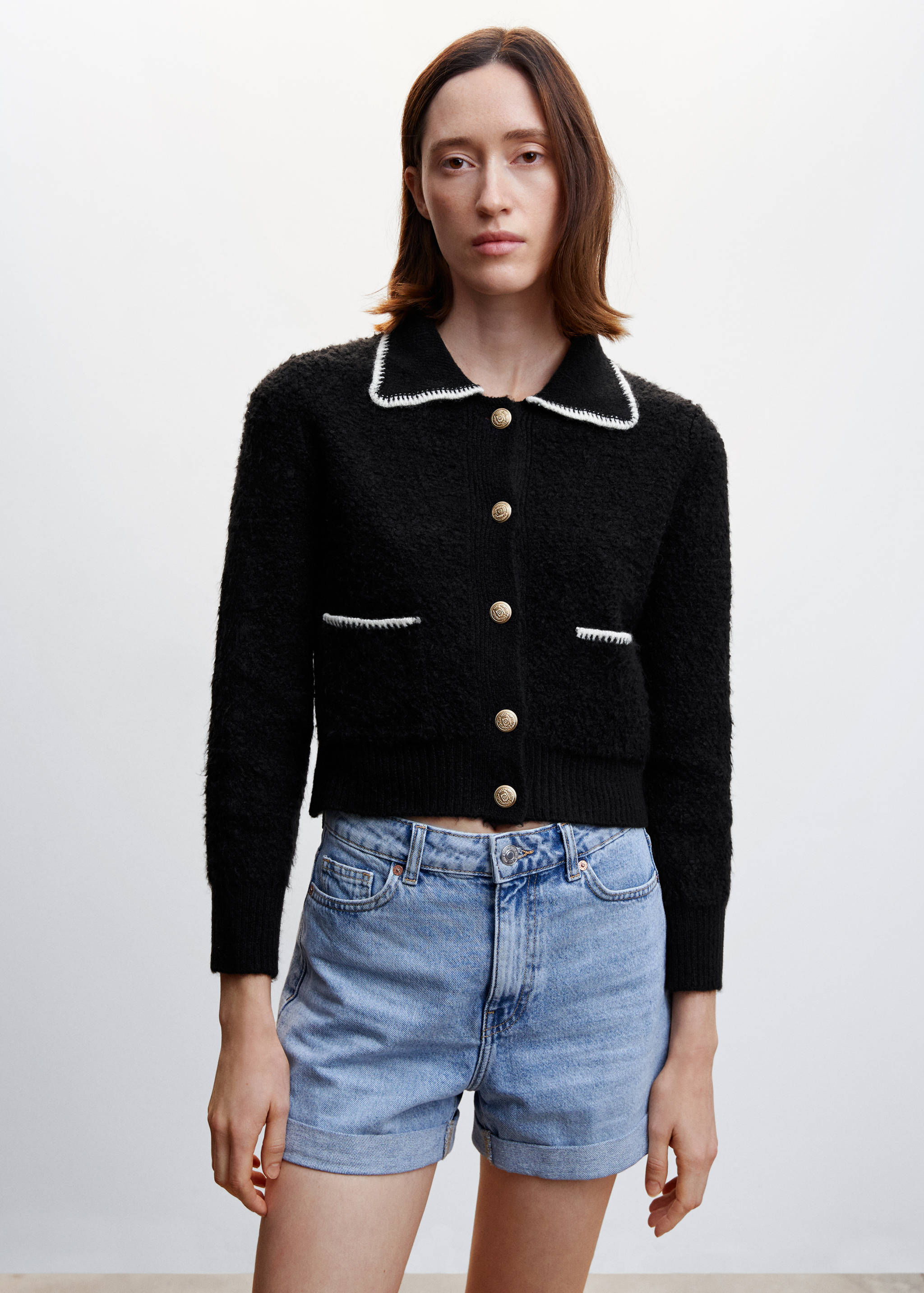Contrast trims cardigan - Medium plane