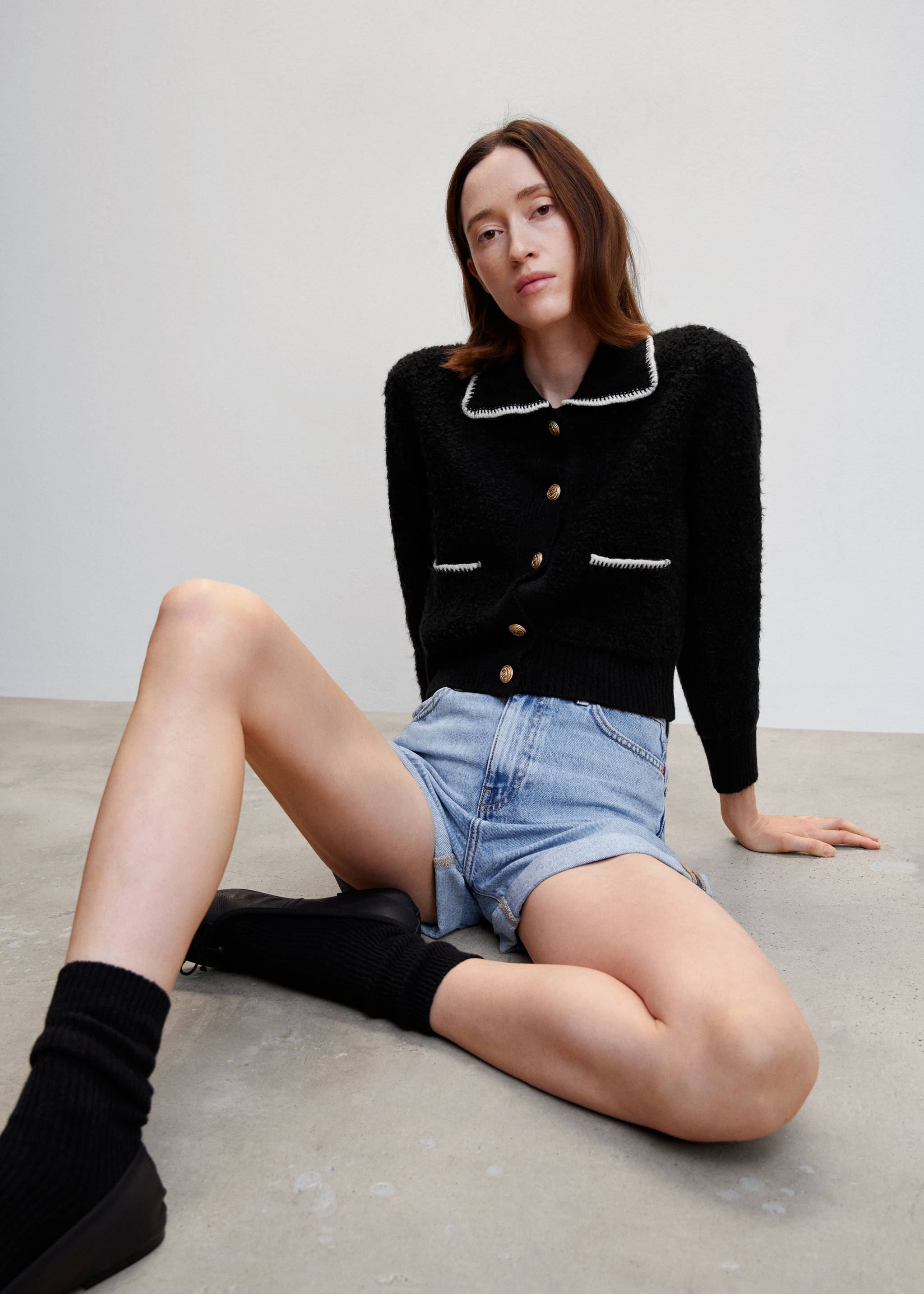 Contrast trims cardigan - Details of the article 2