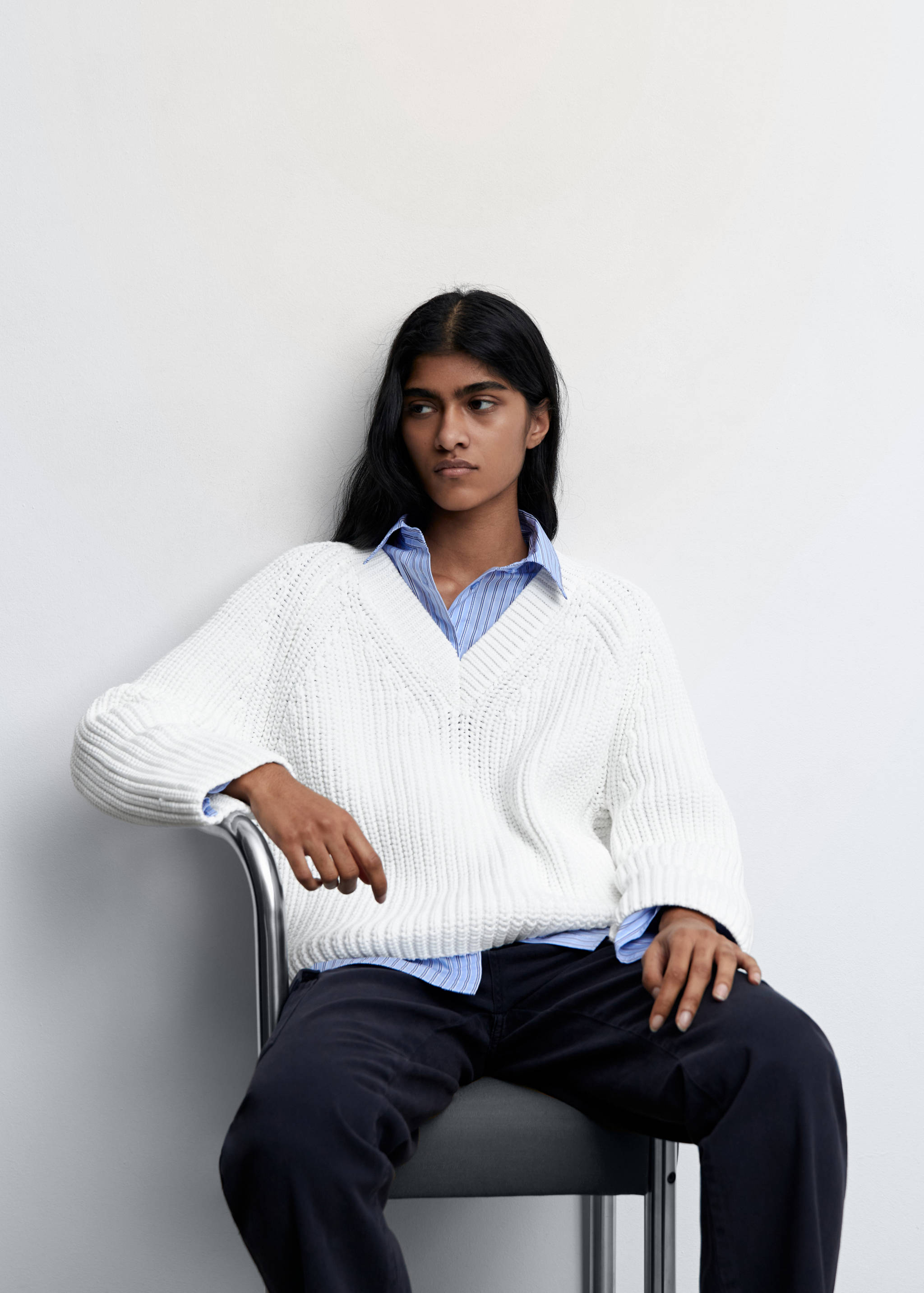 Pull-over grosse maille col V - Détail de l'article 2