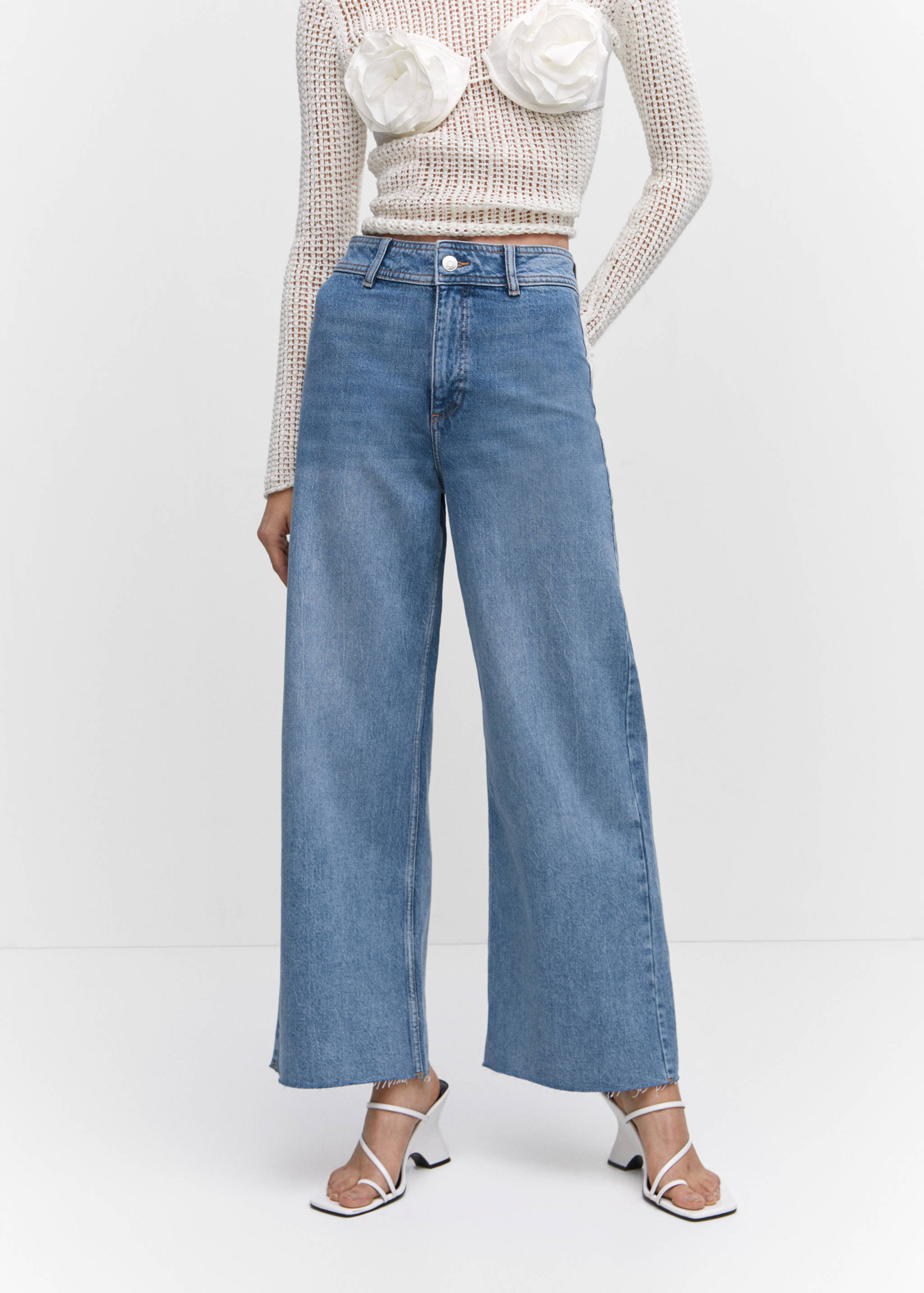 Jupe-culotte jean taille haute - Plan moyen