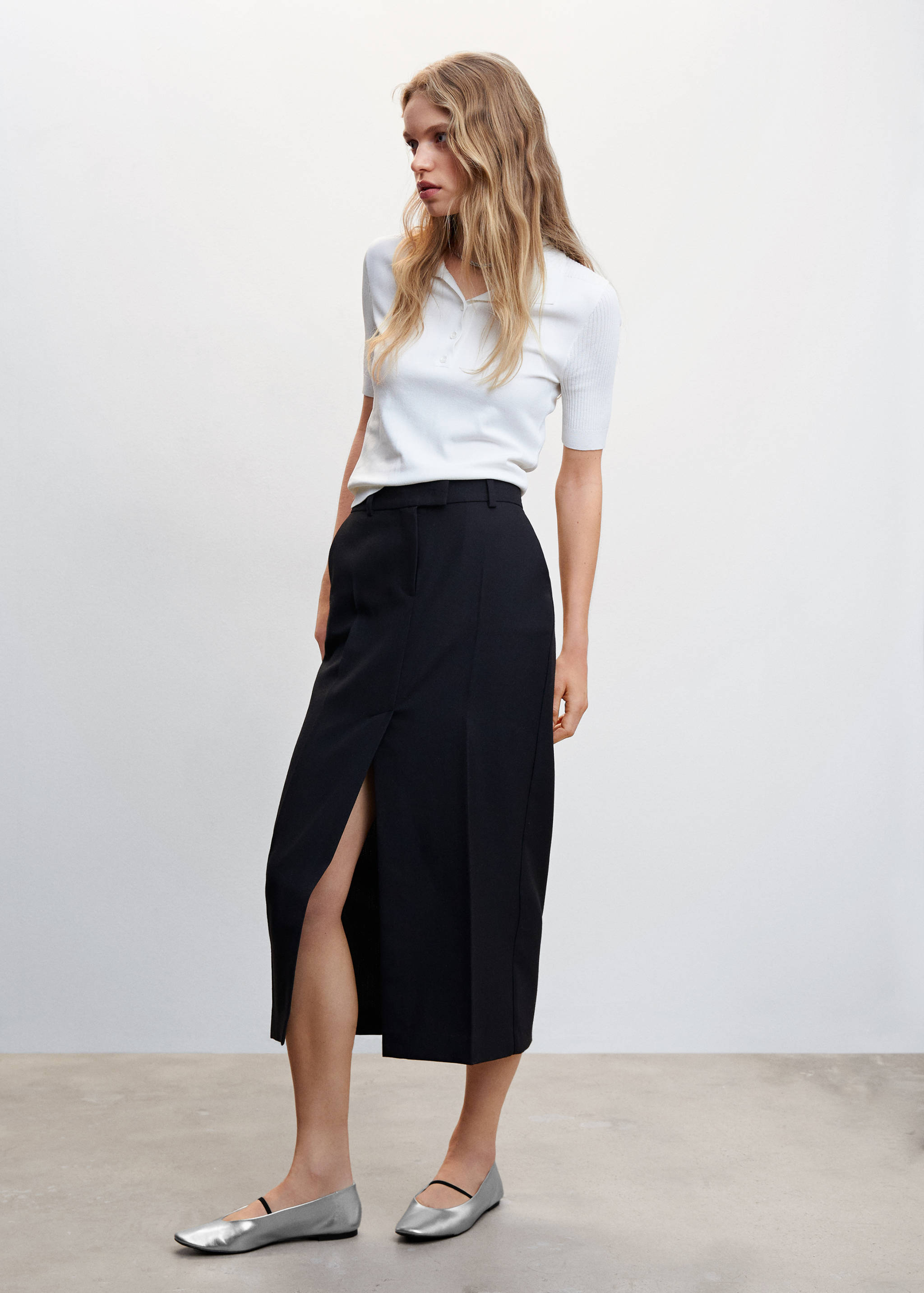 金属质感皮革芭蕾舞鞋 - null