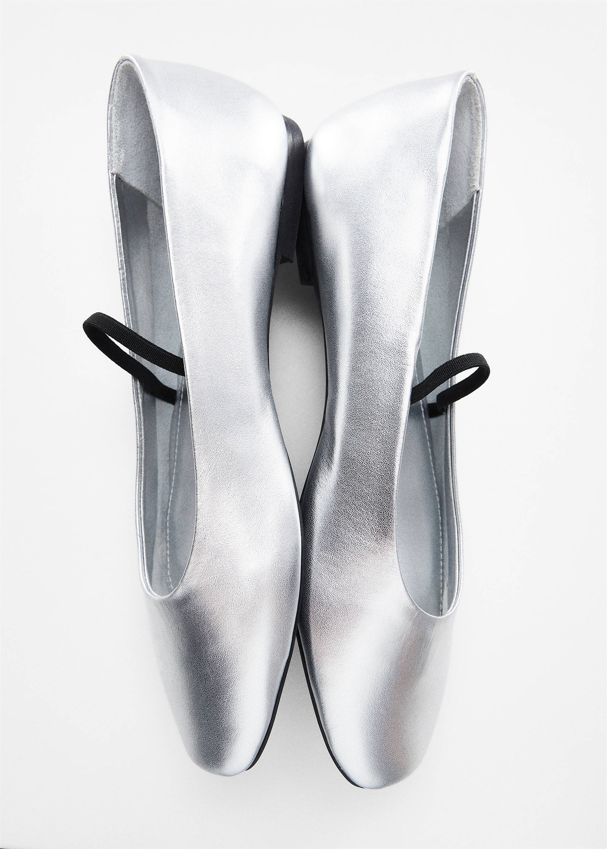 金属质感皮革芭蕾舞鞋 - null