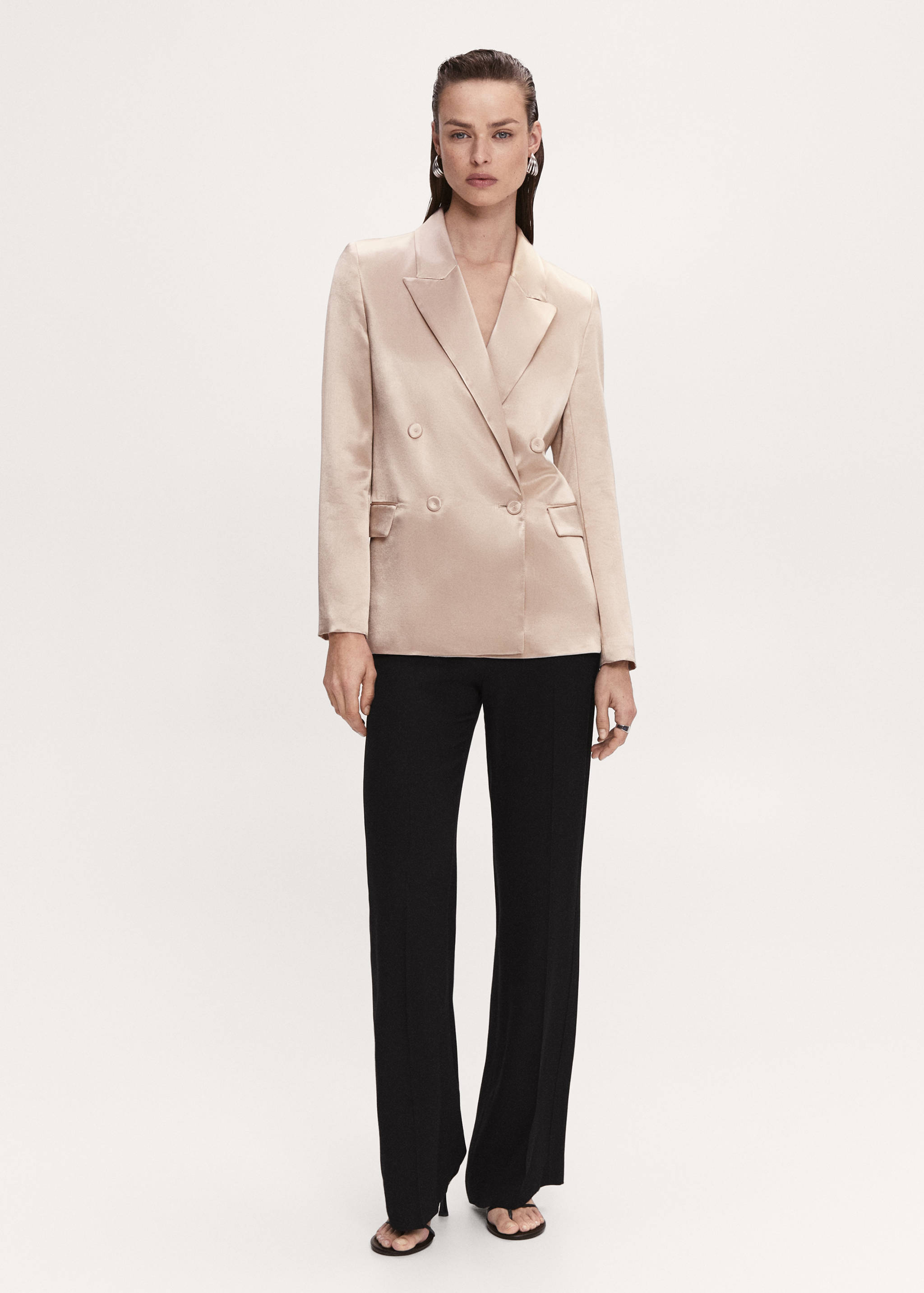 缎面西装夹克 - null