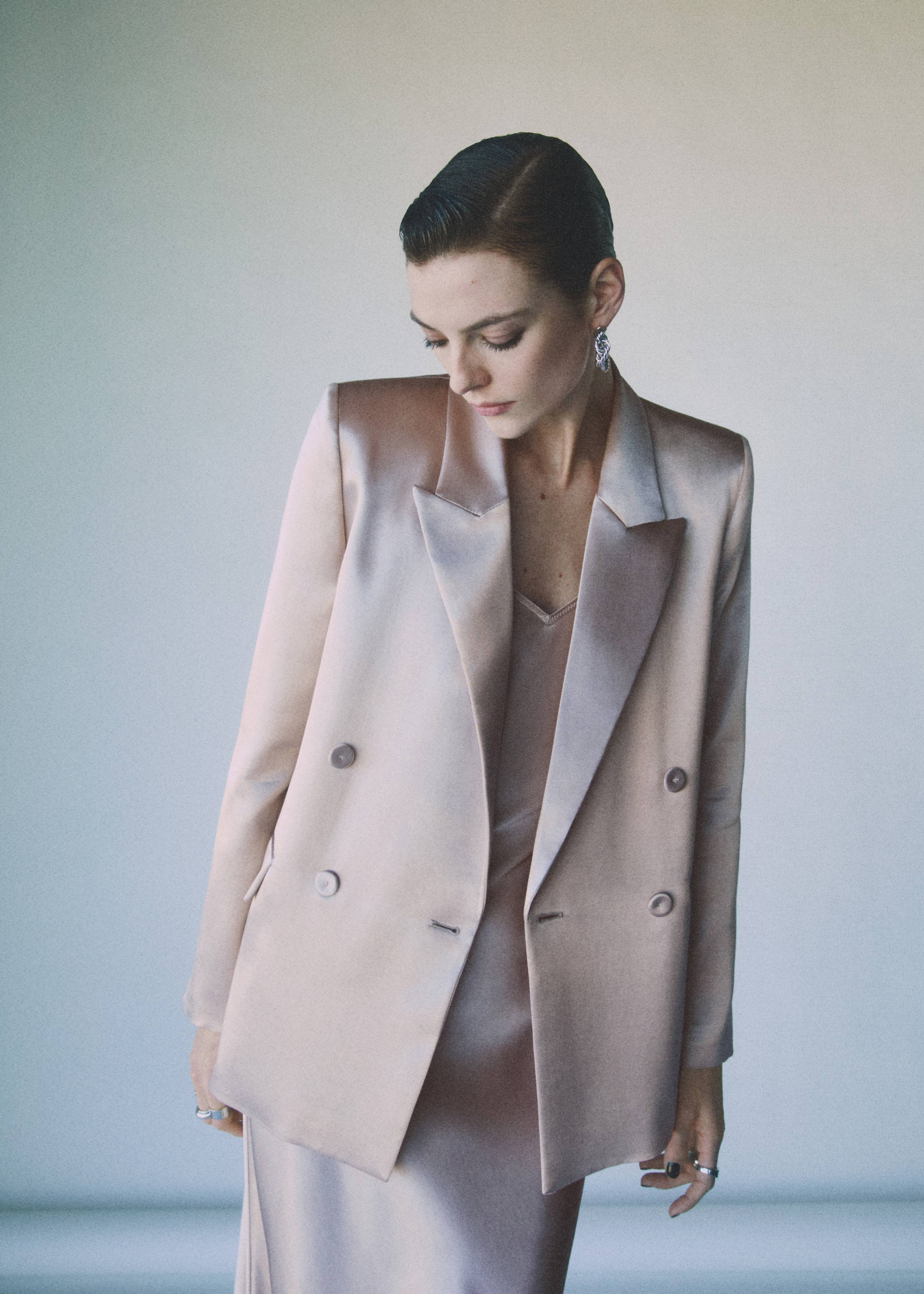 缎面西装夹克 - null