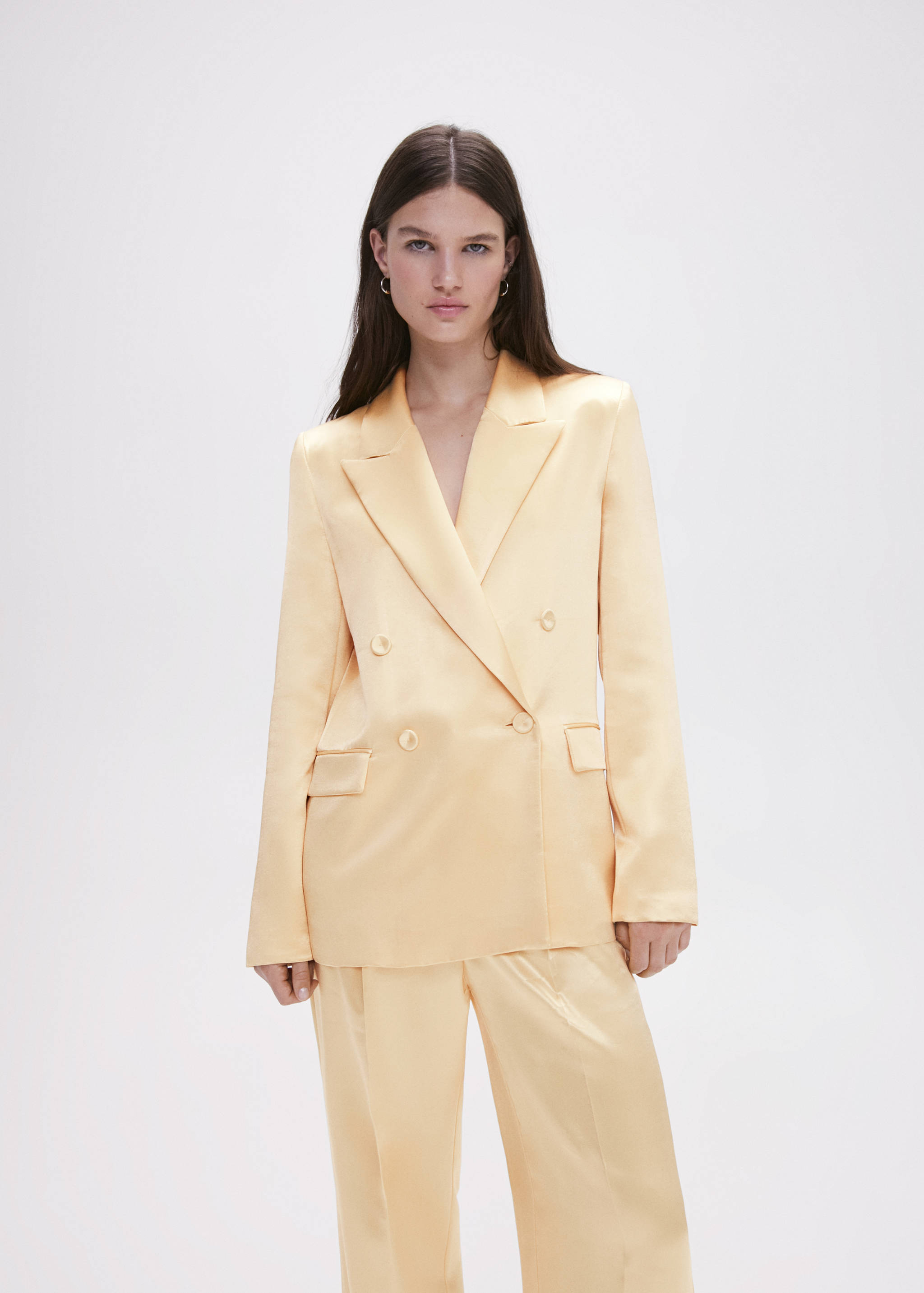 缎面西装夹克 - null