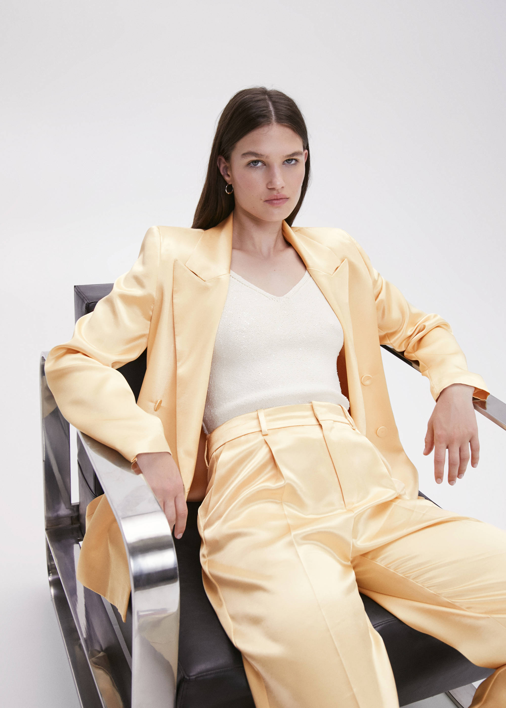 缎面西装夹克 - null