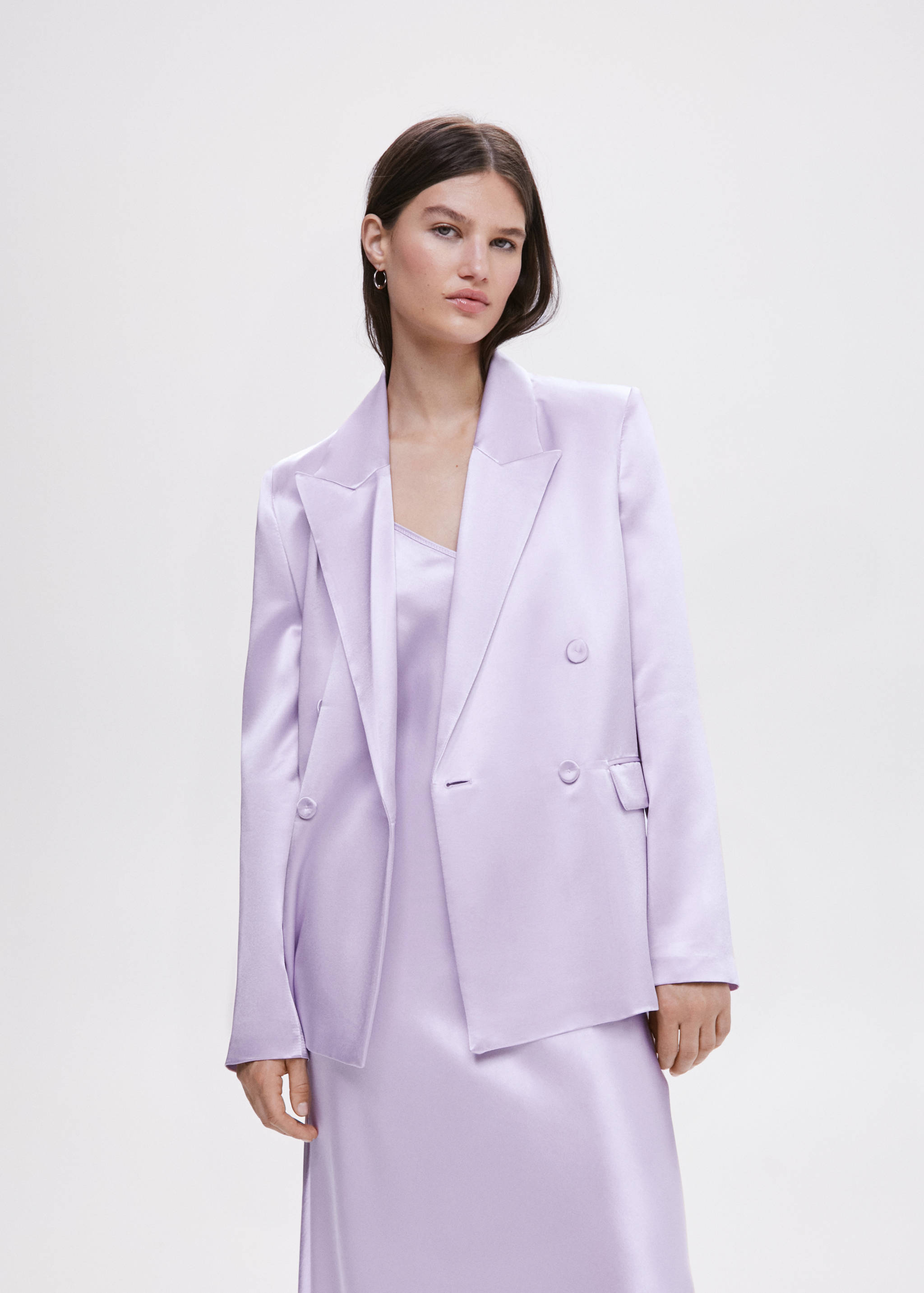 缎面西装夹克 - null