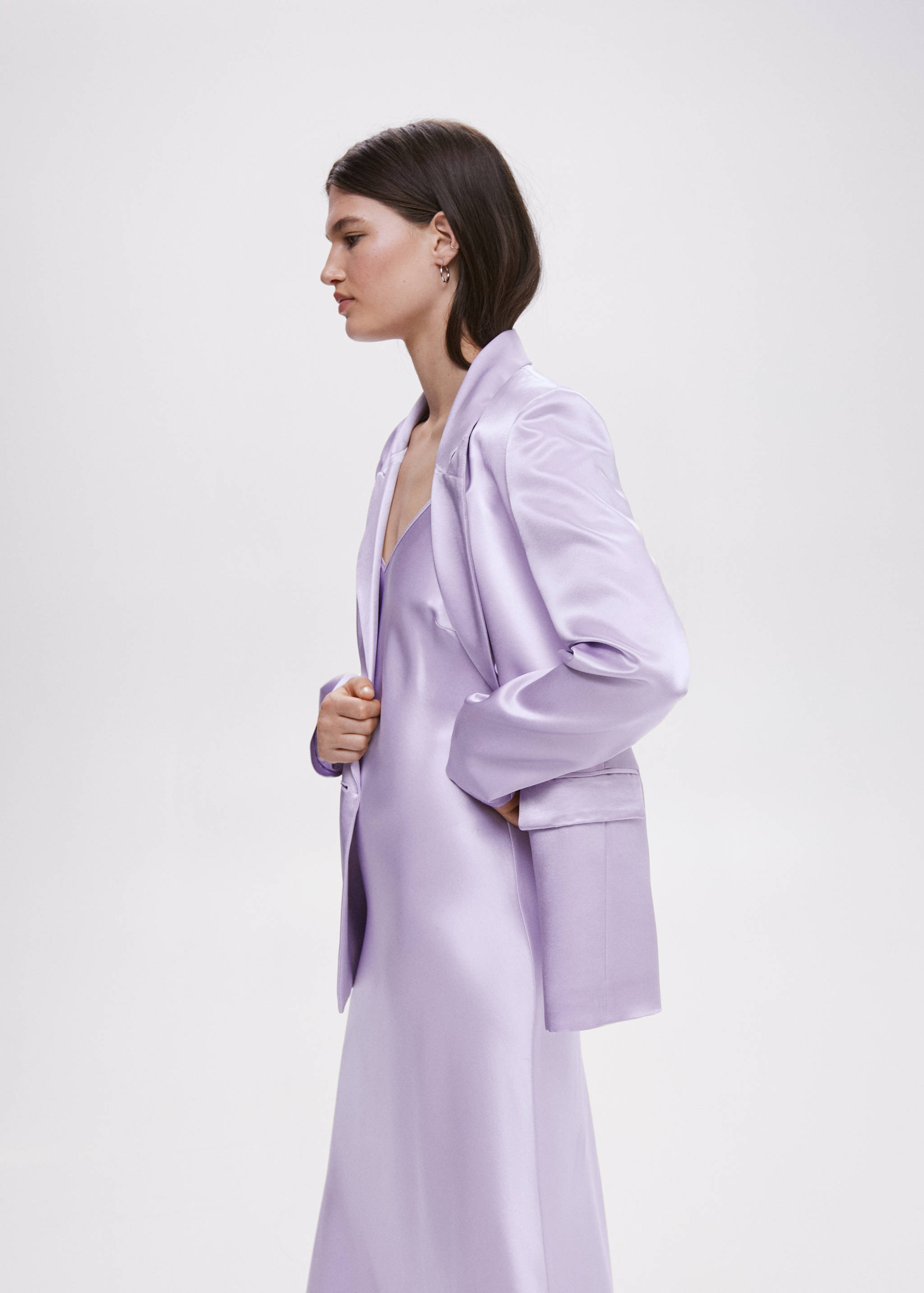 缎面西装夹克 - null