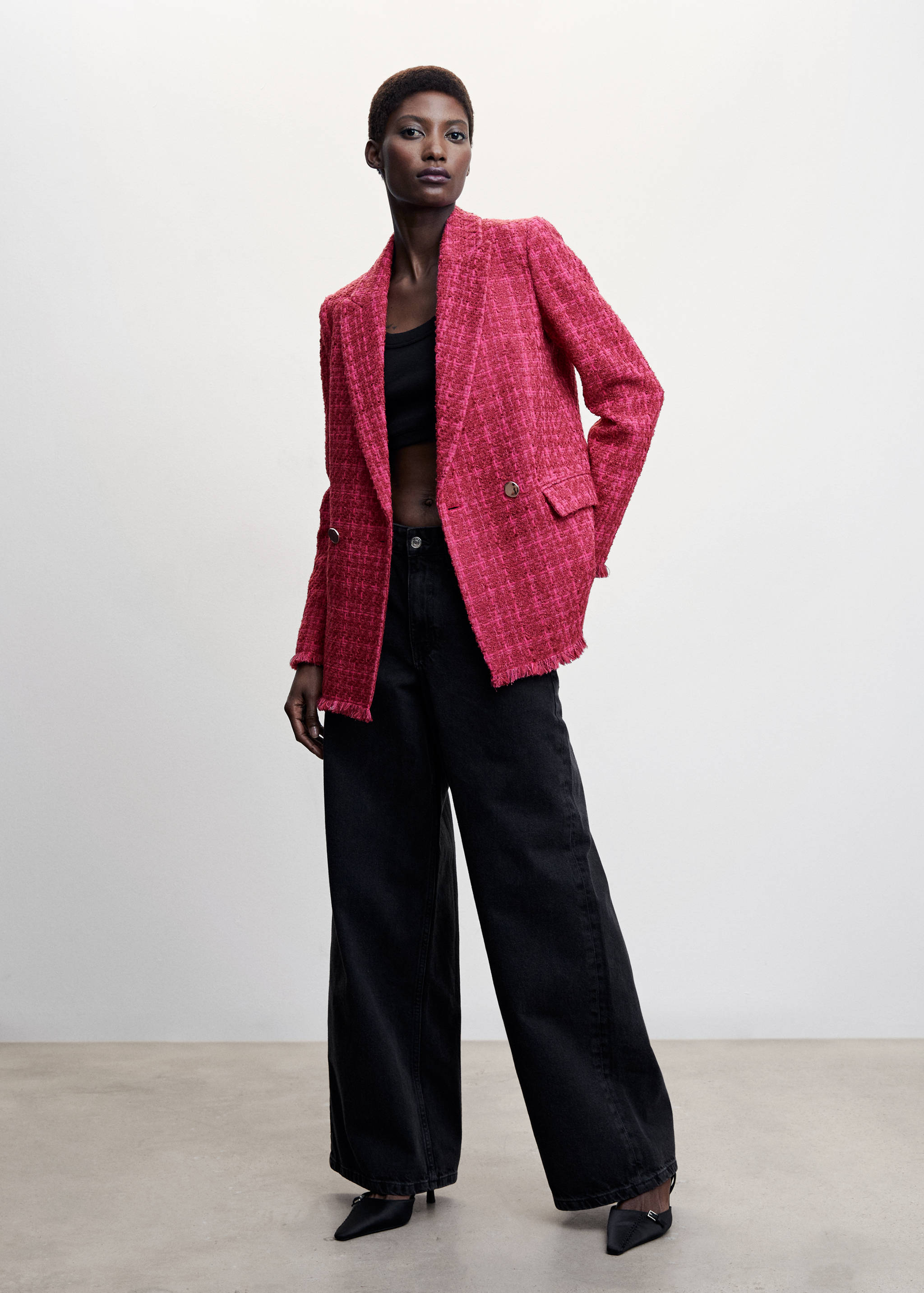 Buttons tweed blazer - General plane