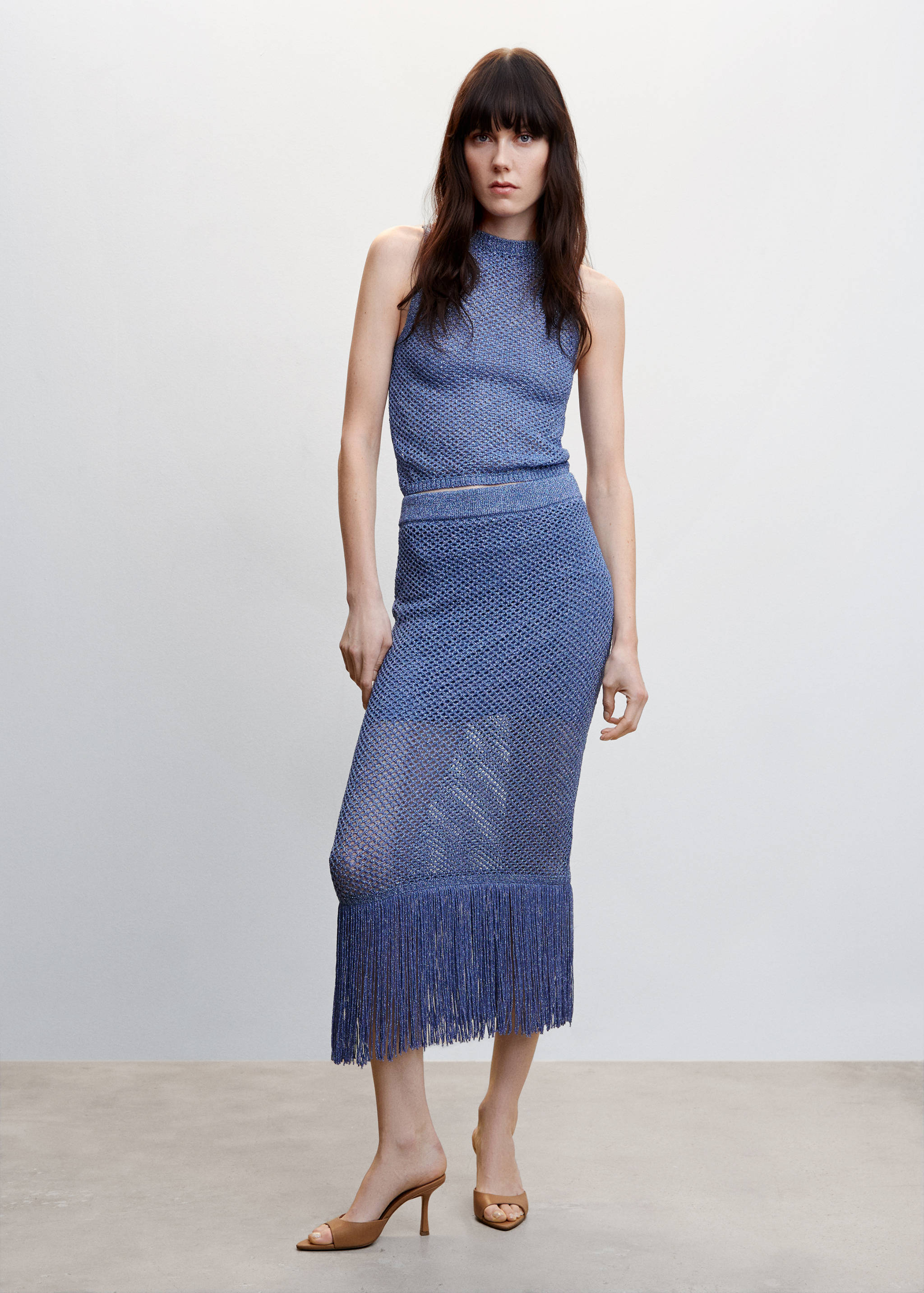 Fringed detail knitted skirt - General plane