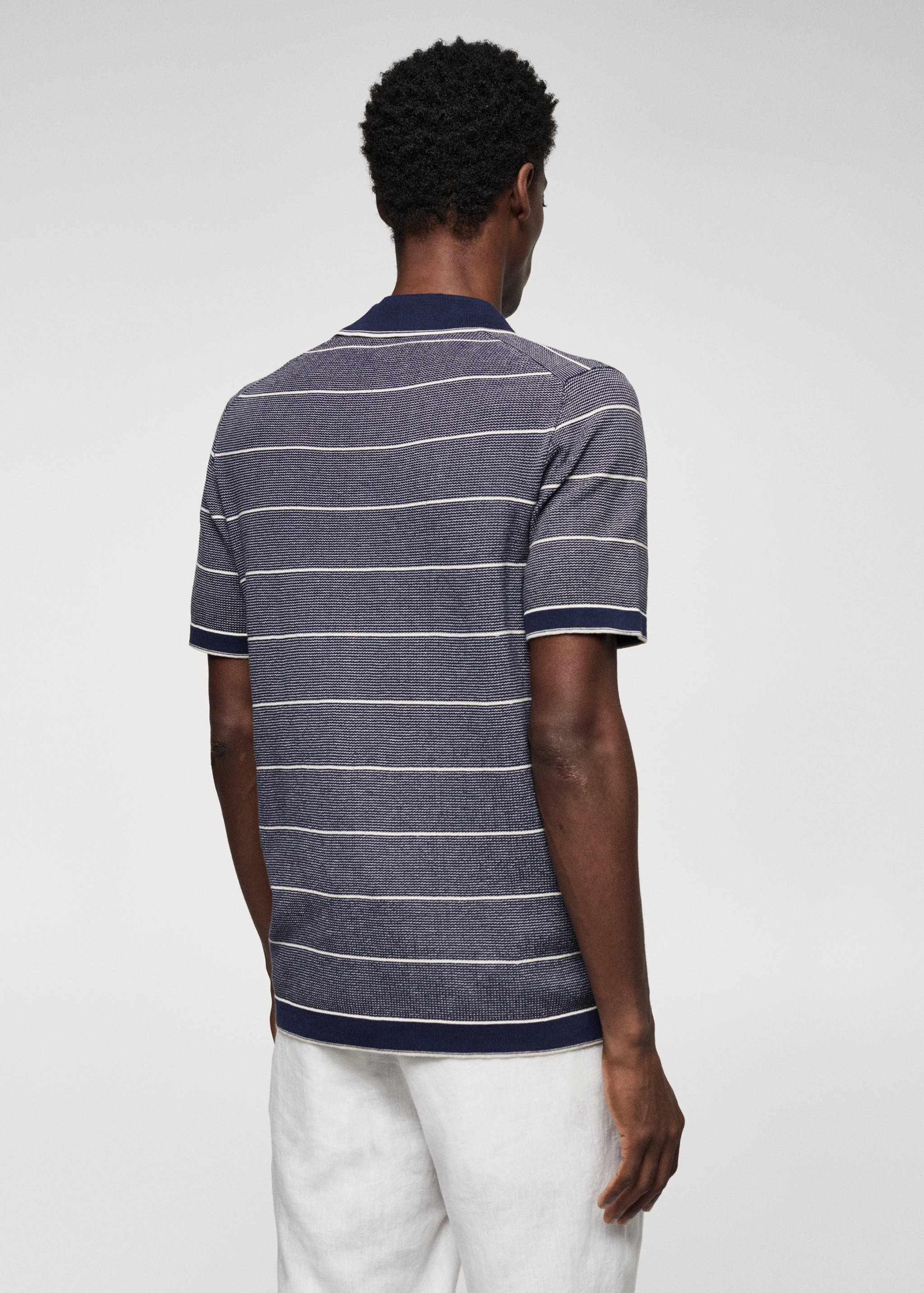 Striped knit cotton polo shirt - Reverse of the article
