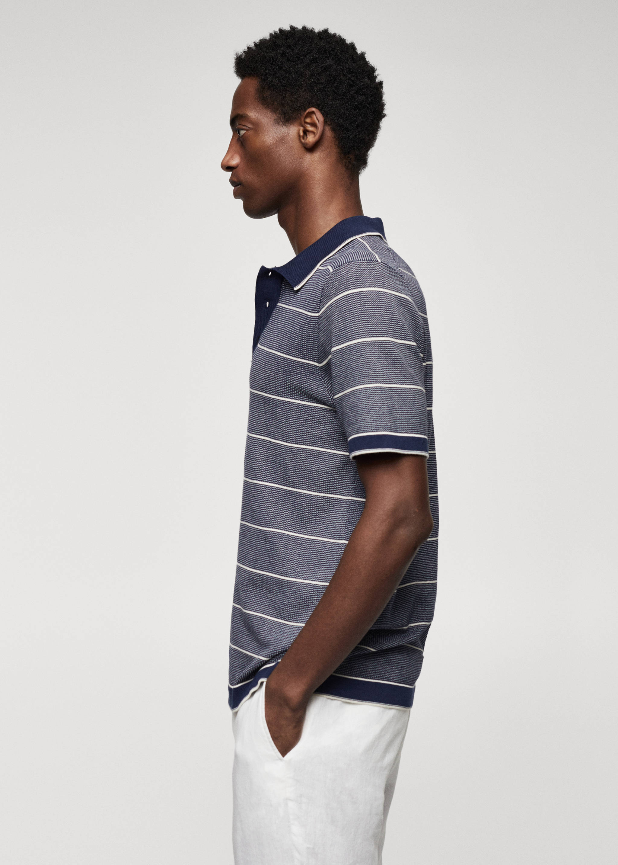 Striped knit cotton polo shirt - Details of the article 6