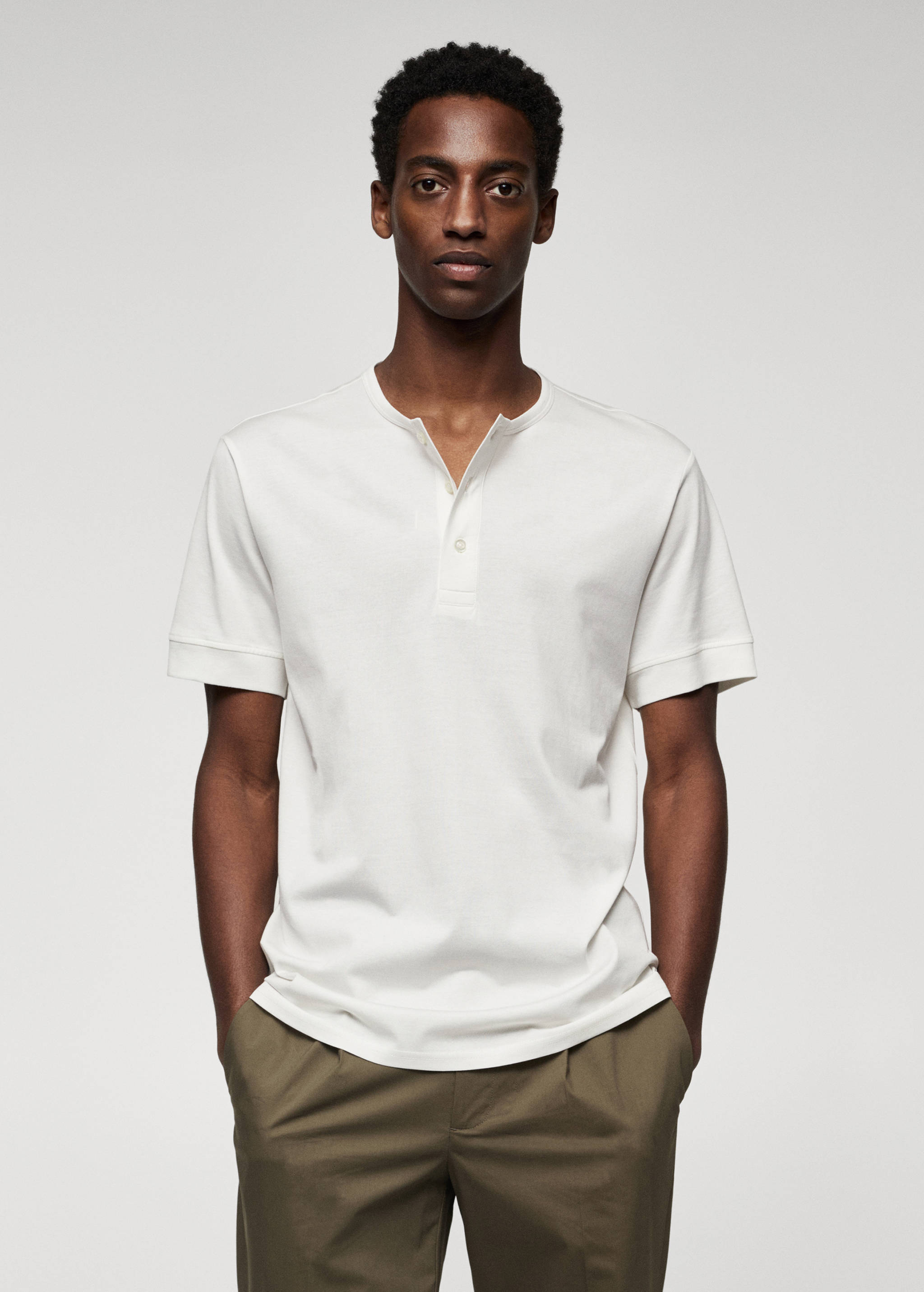 Henley cotton T-shirt - Medium plane