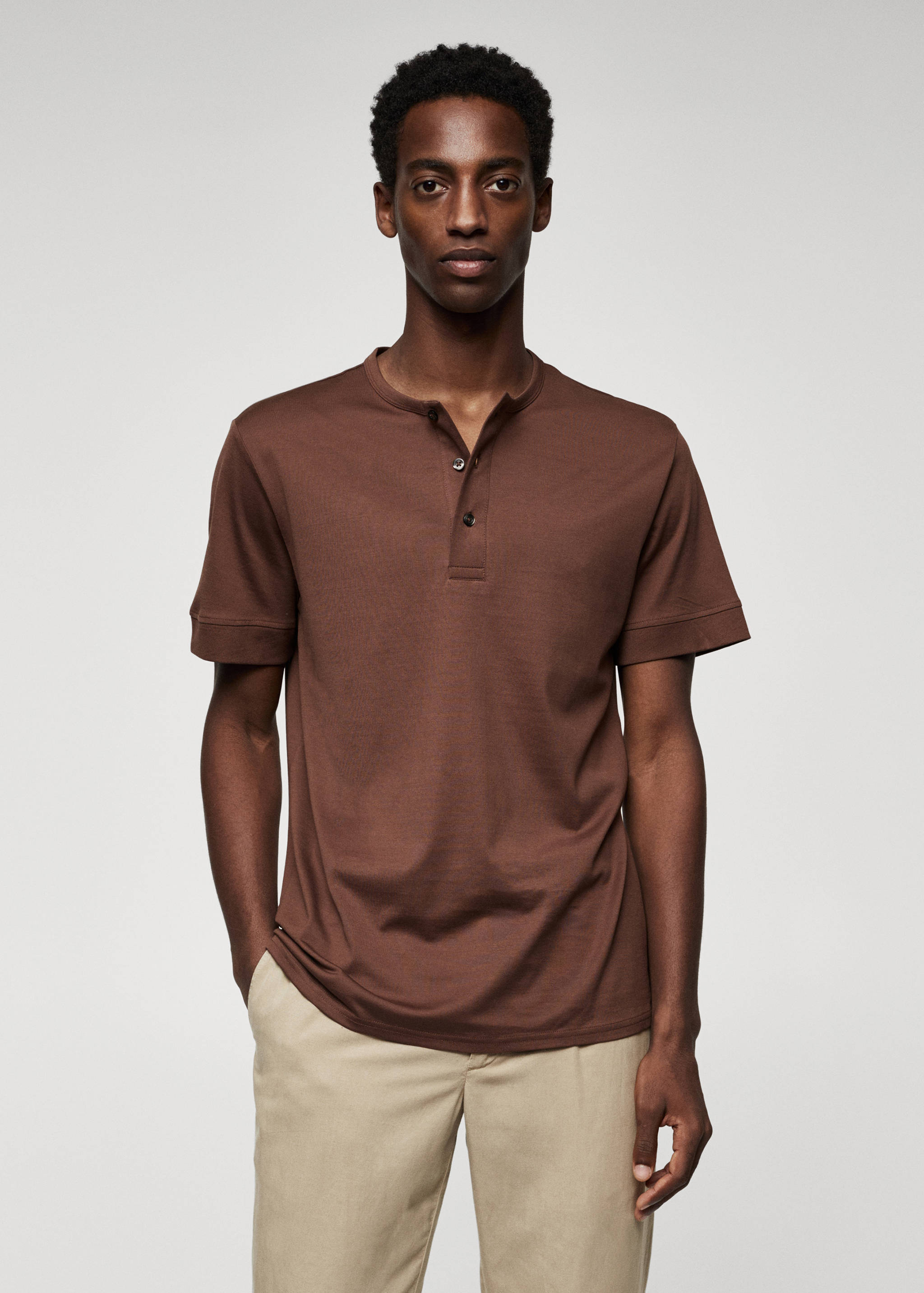 Henley cotton T-shirt - Medium plane