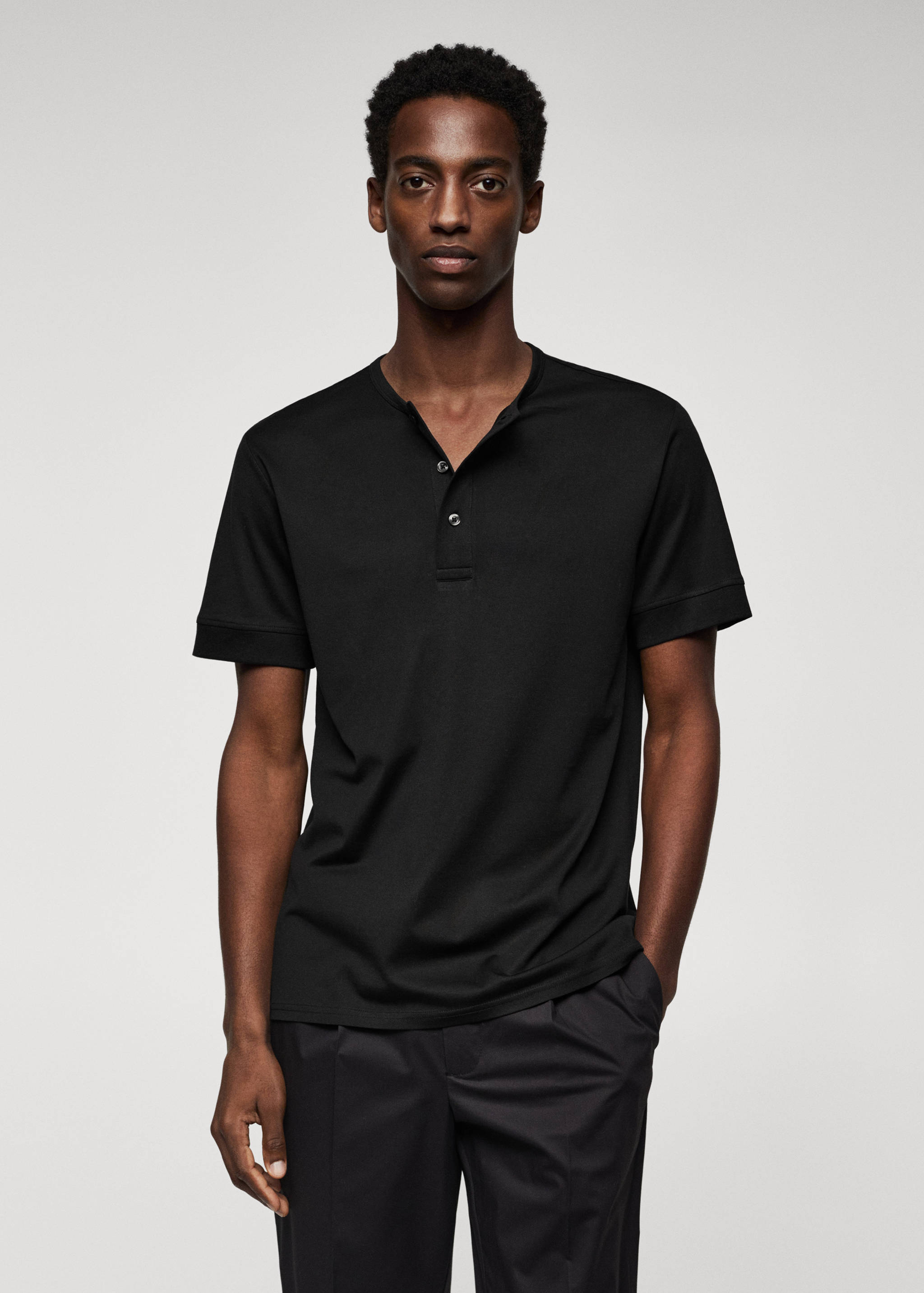 Henley cotton T-shirt - Medium plane