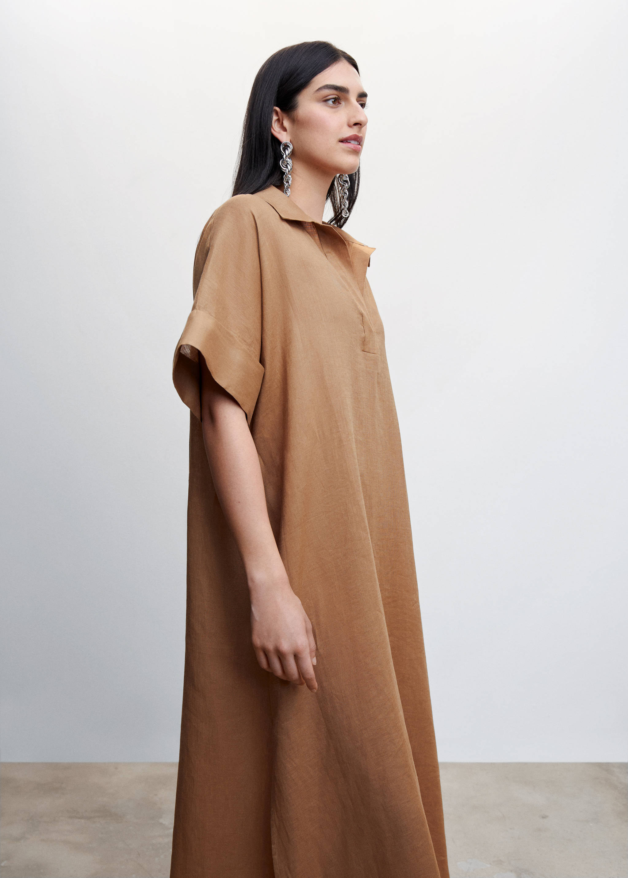 Linen-blend shirt dress - Medium plane