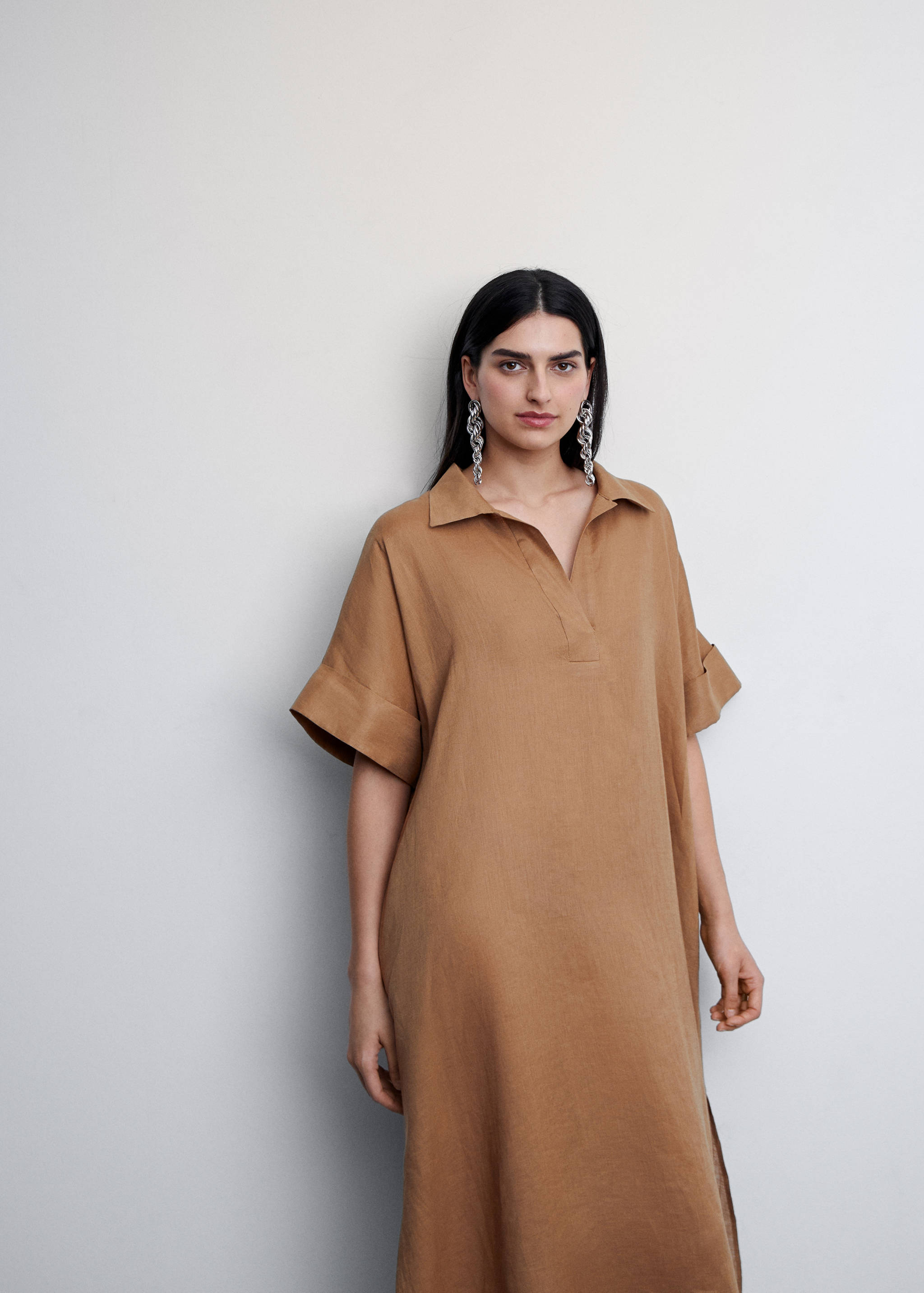 Linen-blend shirt dress - Details of the article 2